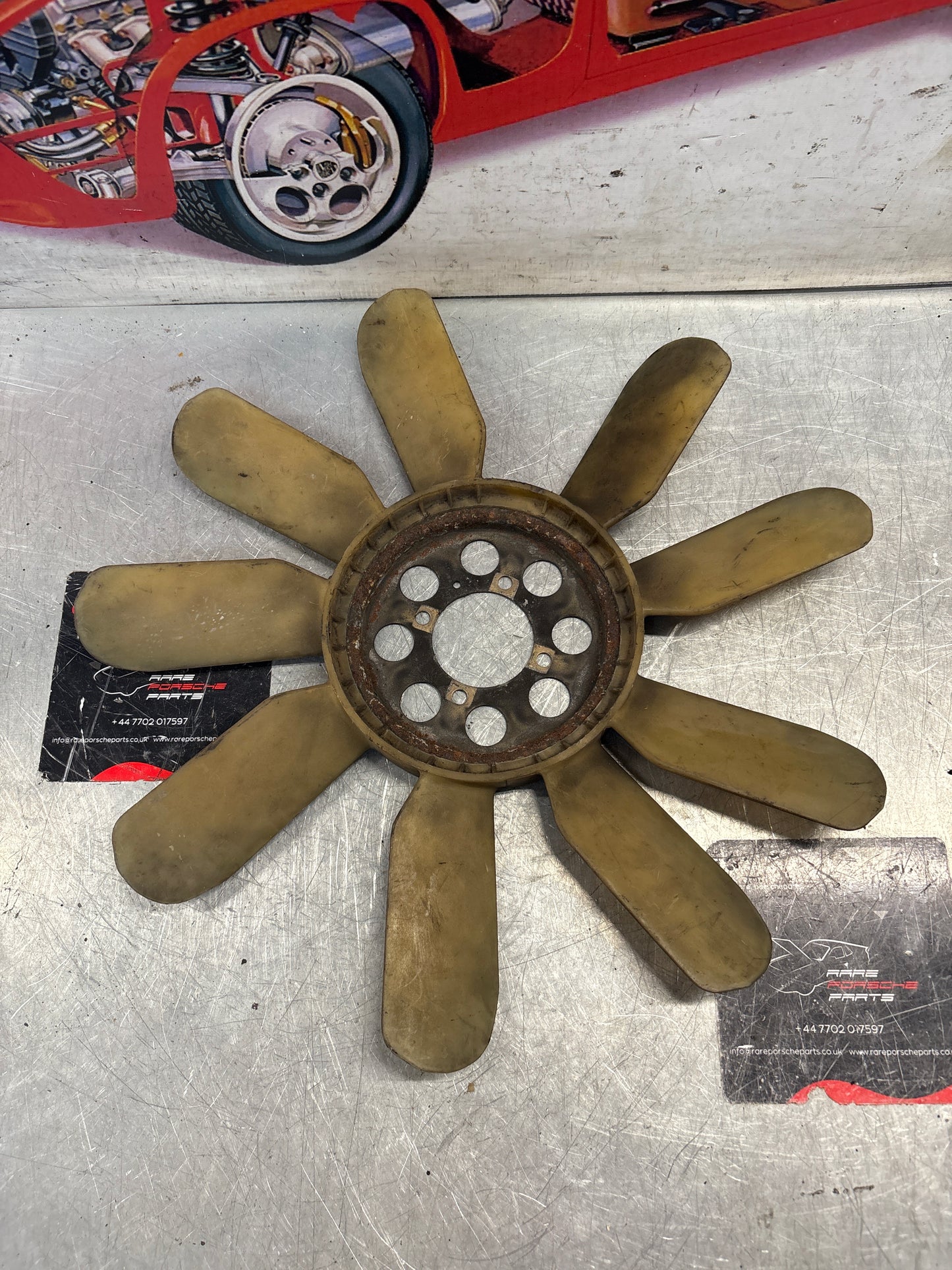 Porsche 928 late engine cooling fan, used 92810613701