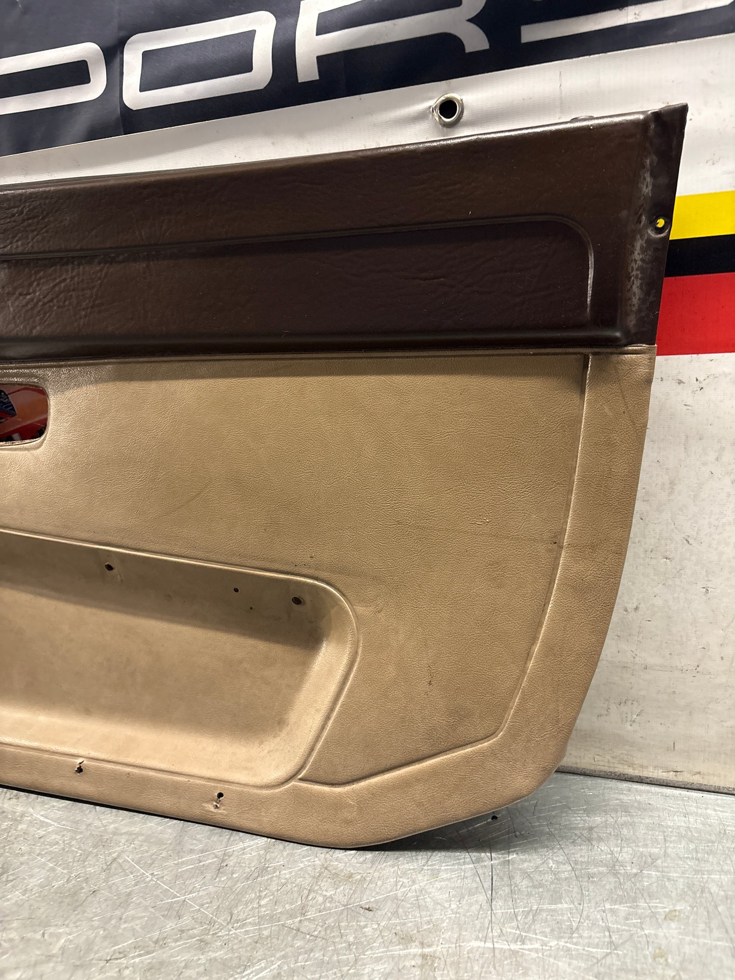 Porsche 924 brown/beige electric window door card, right, off side 477867012 used