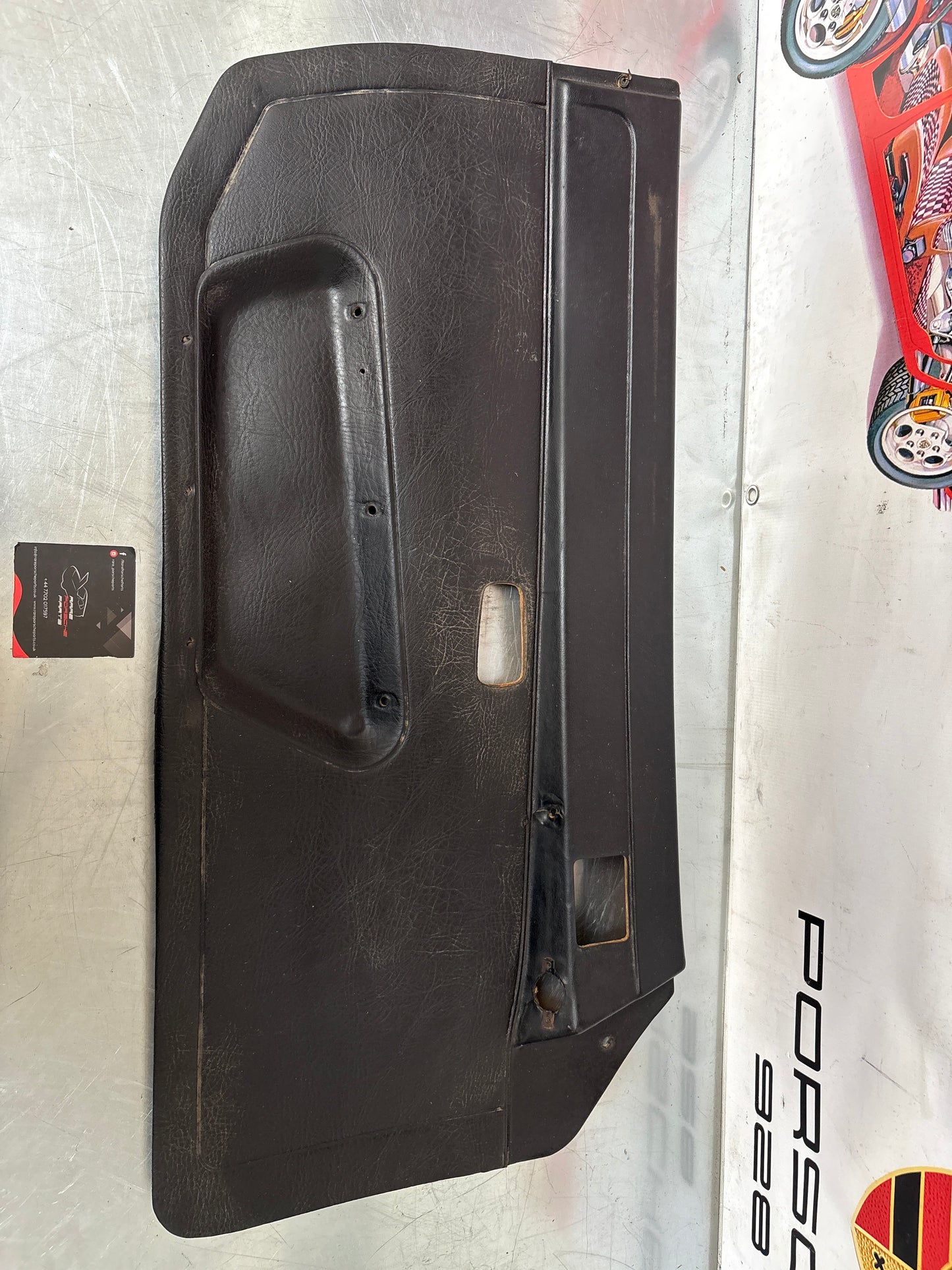 Porsche early 924 944 left side door card, used, Black, 477867011