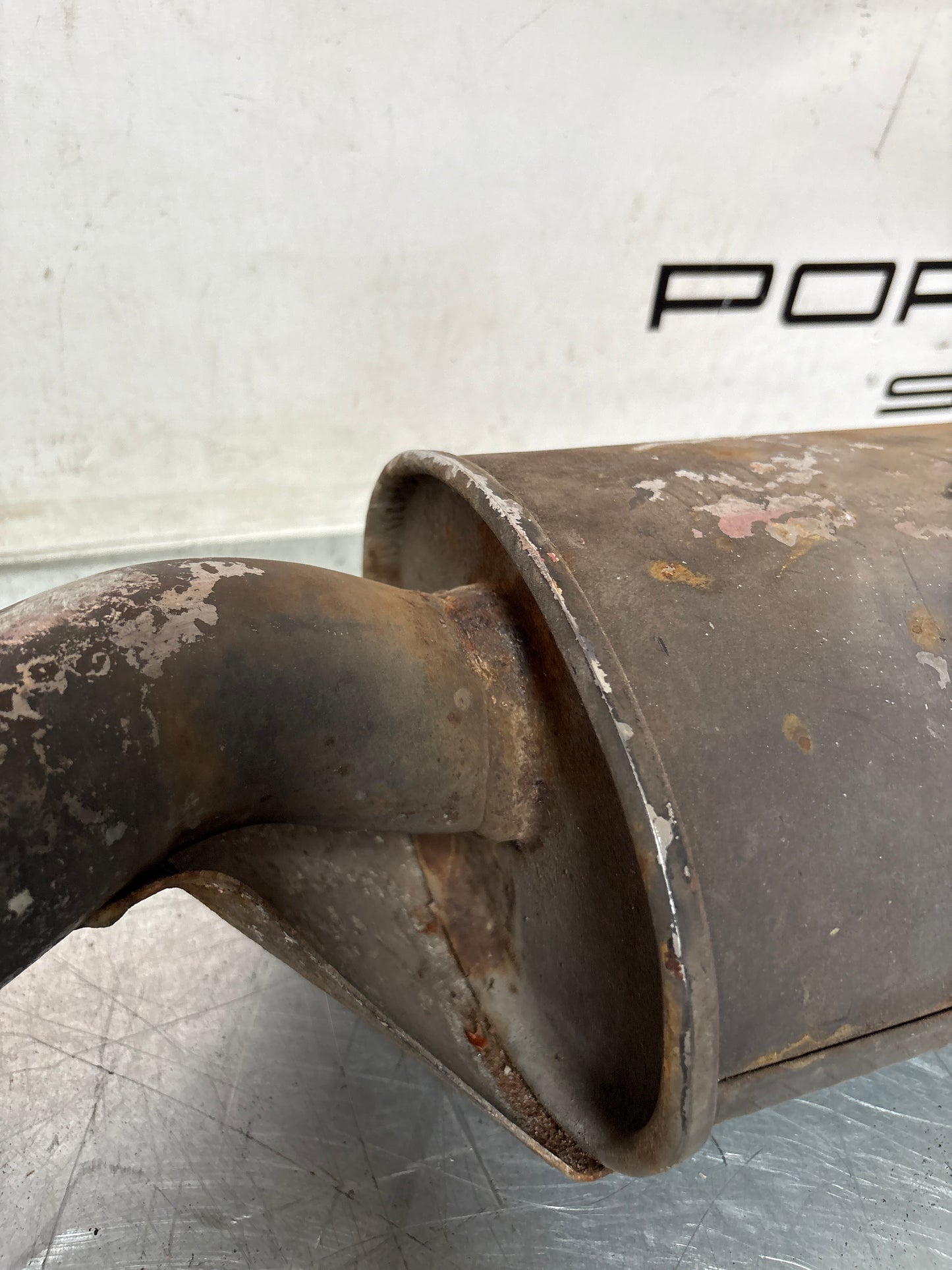 Porsche 924 Turbo Bischoff exhaust system rear muffler, used 93111105006