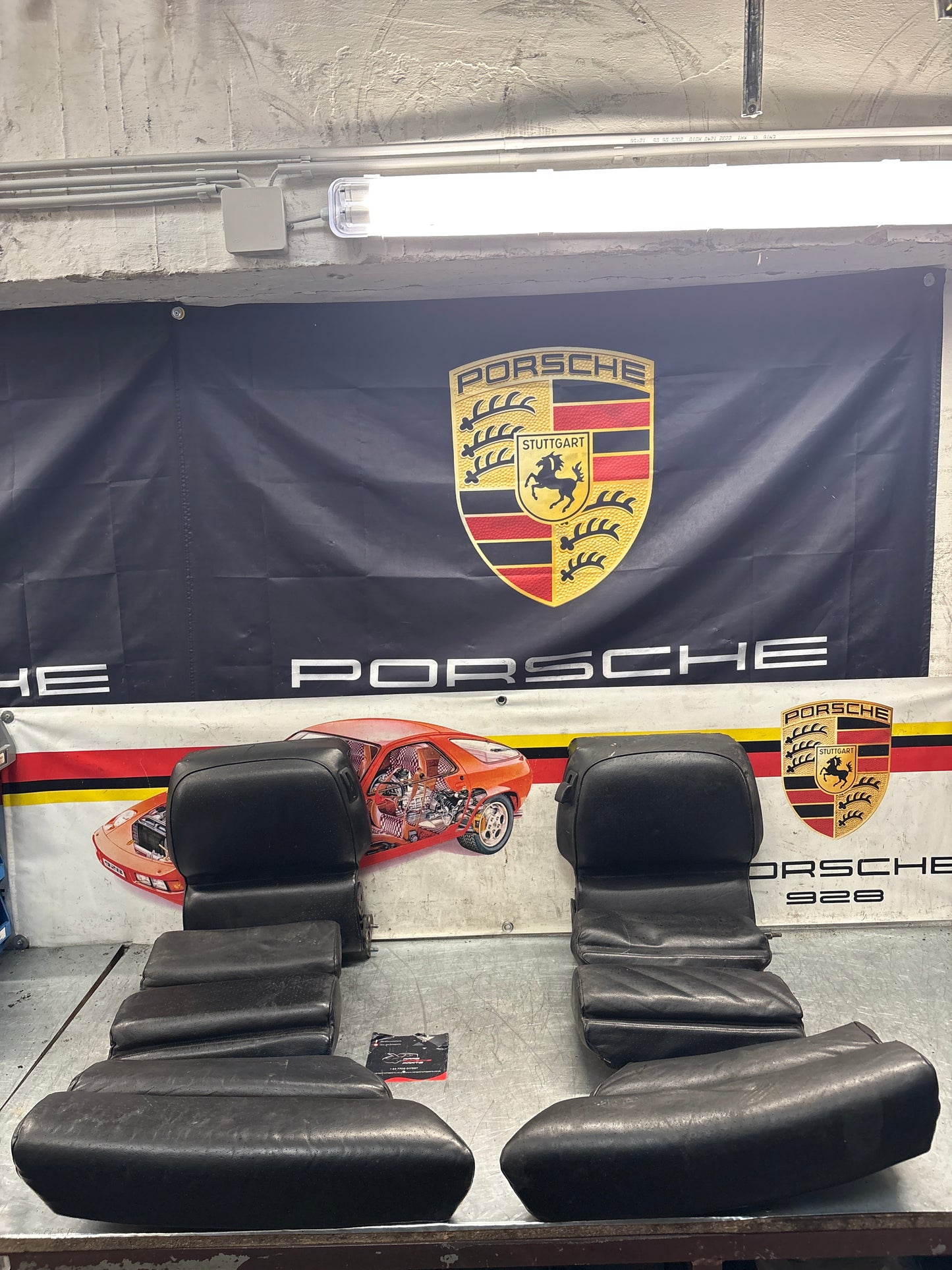 Porsche 928 black leather rear seat set, used