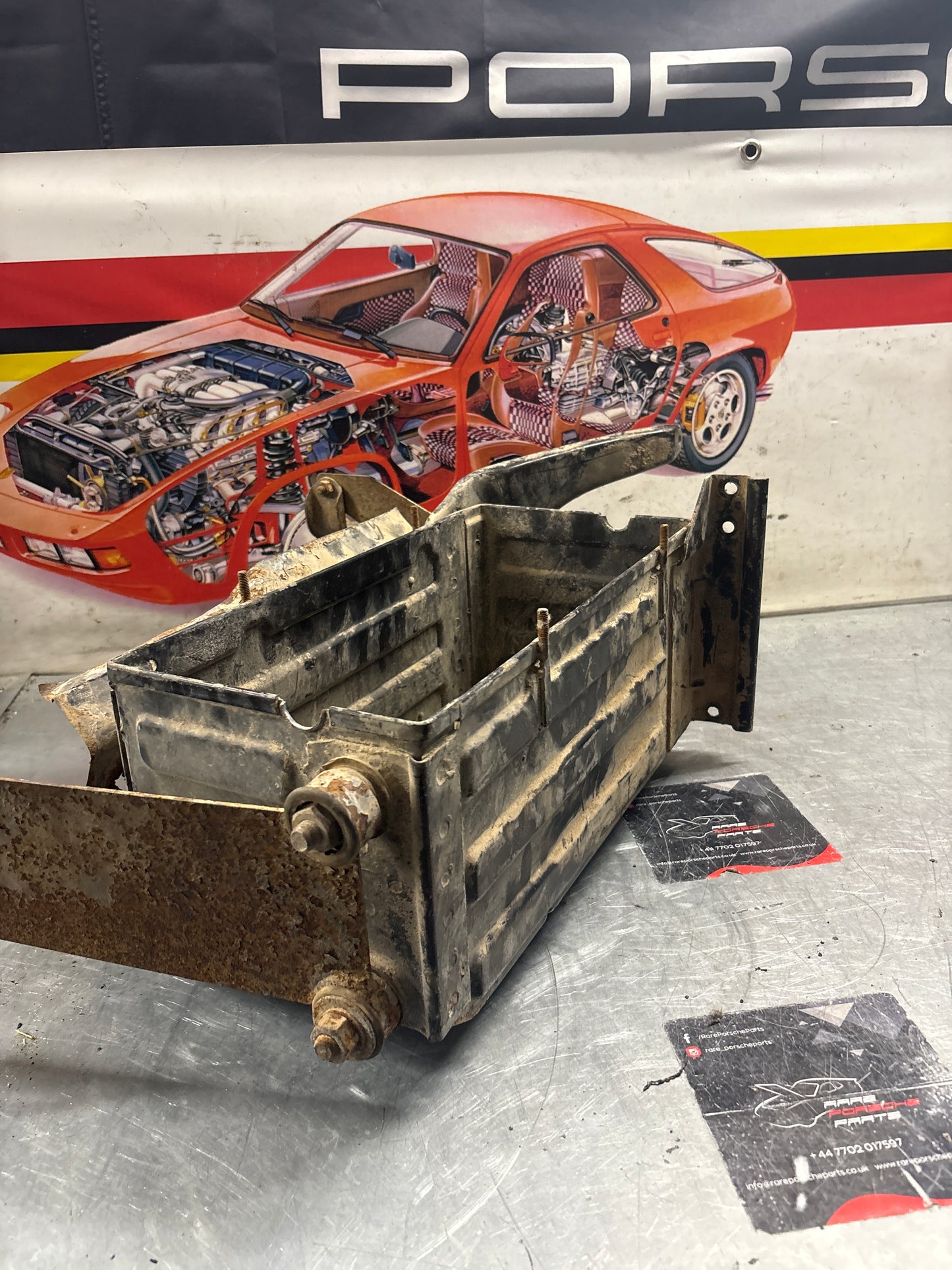 Porsche 928 battery tray, early type, -79 92850180502, used