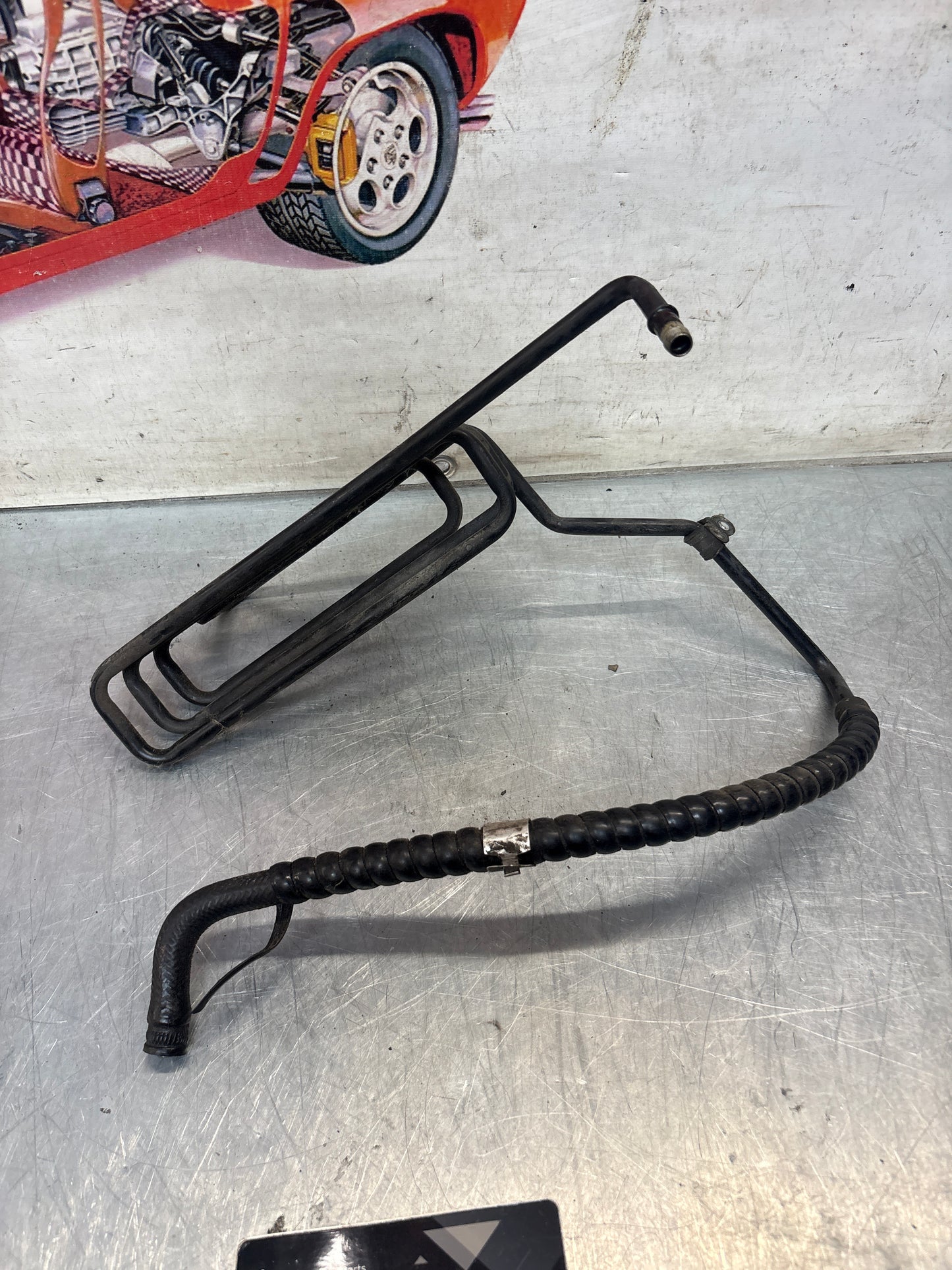 Porsche 944 PS Power steering return line pipe / cooler 944347459, used