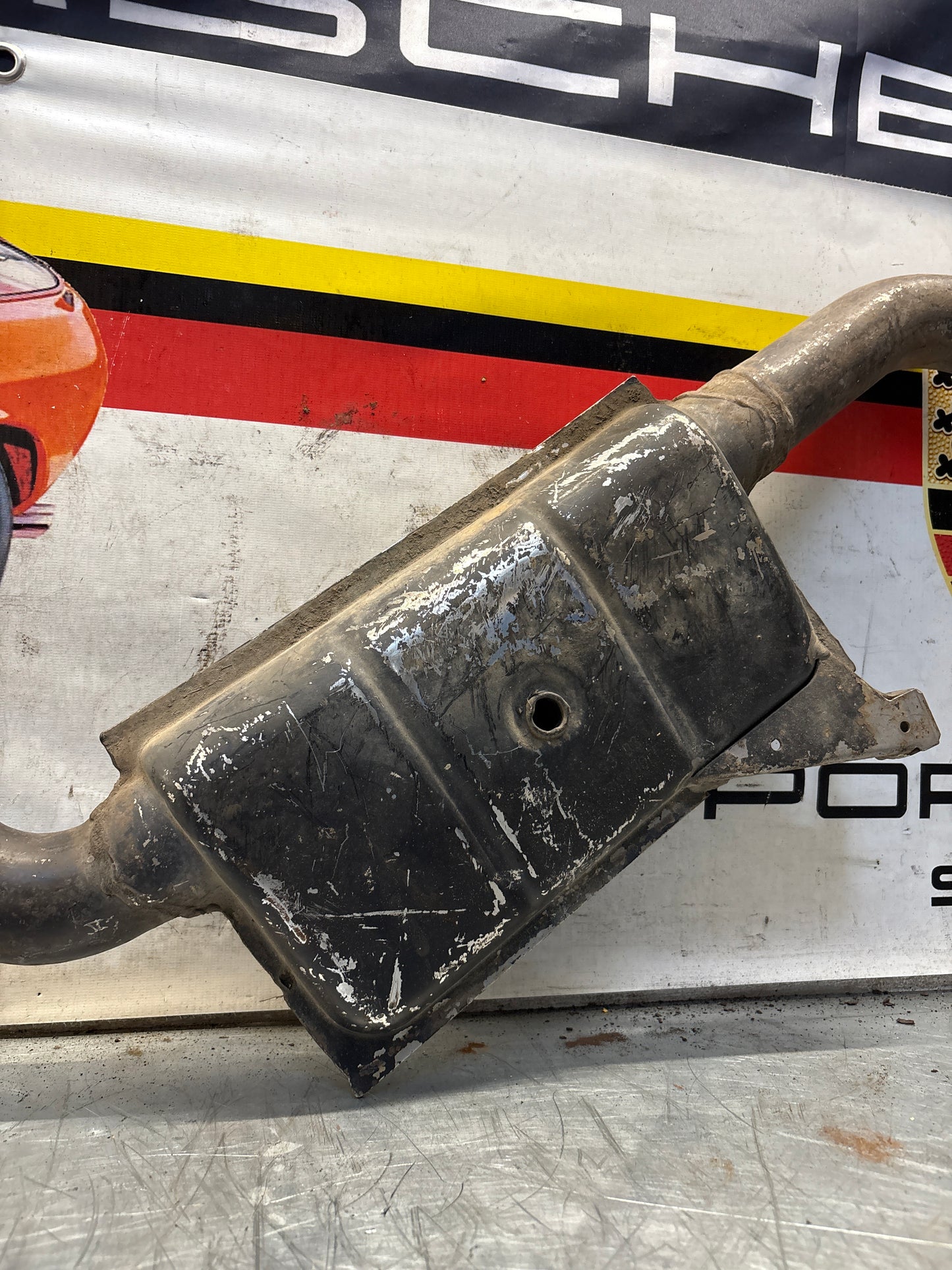 Porsche 928 S4 left middle silencer, used 92811109303