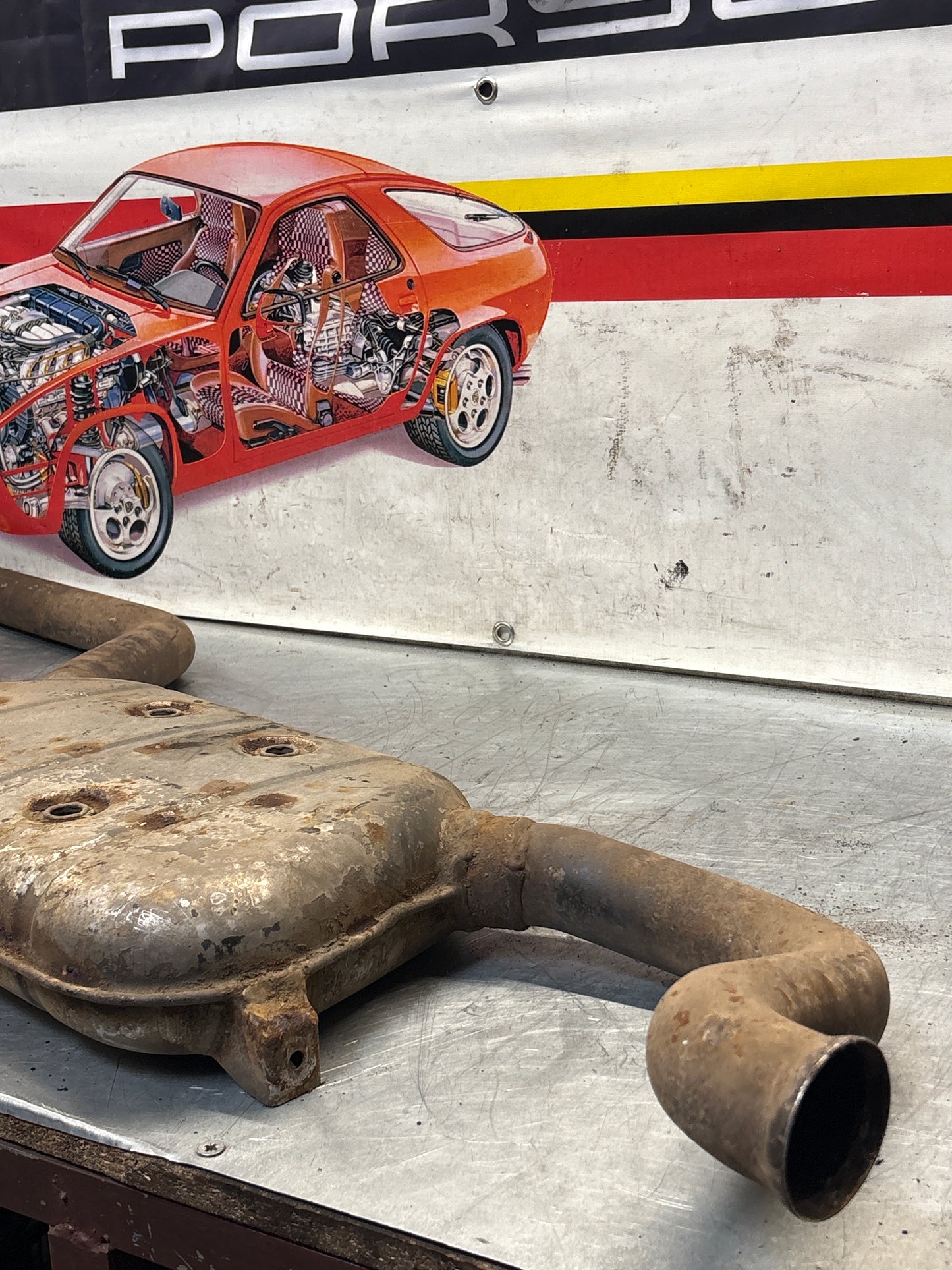 Porsche 928 Left side silencer, used 92811109302