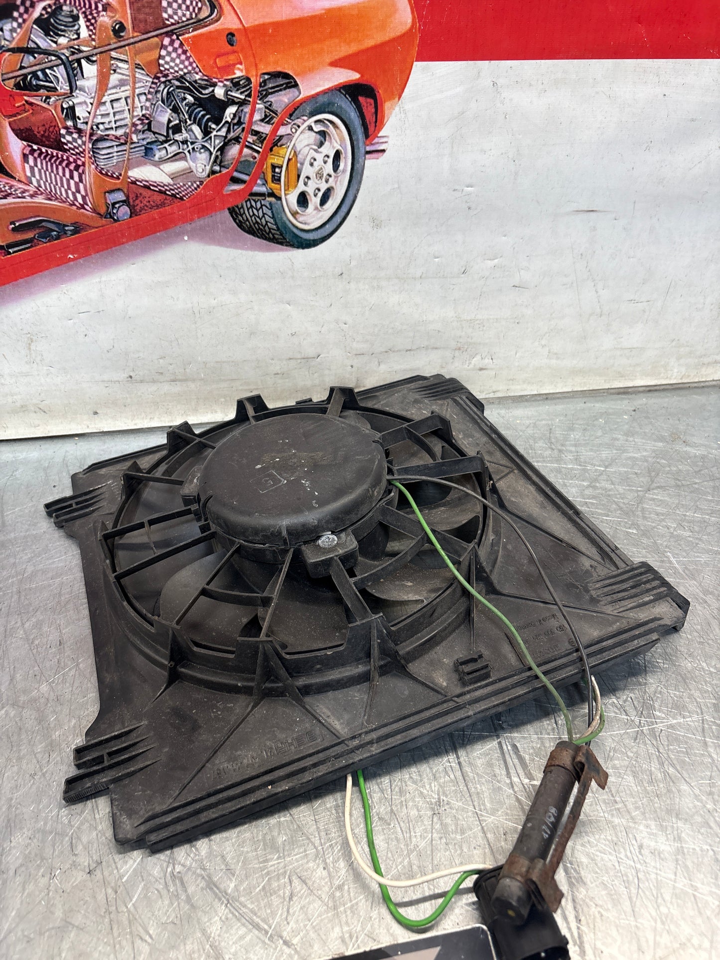 Porsche Boxster front left radiator fan motor, used, tested 99662403501