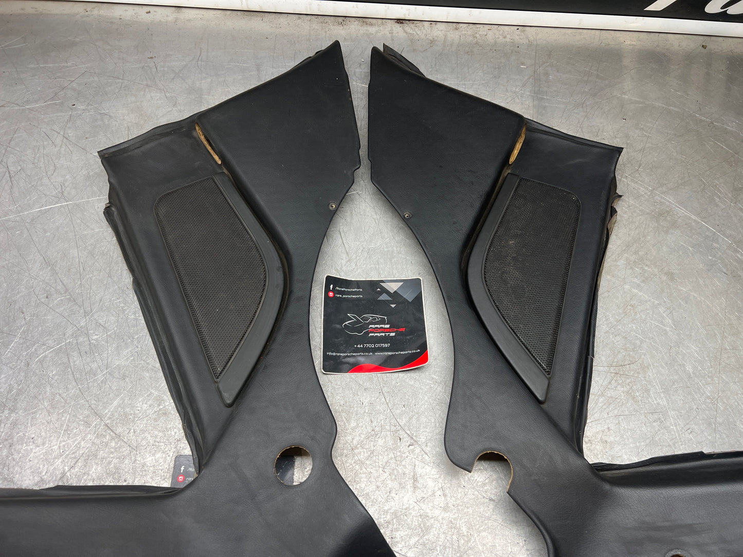 Porsche 944 Turbo S2 Black rear interior C Post trims/cards with M490 sound package, used 94455502113 / 94455502213