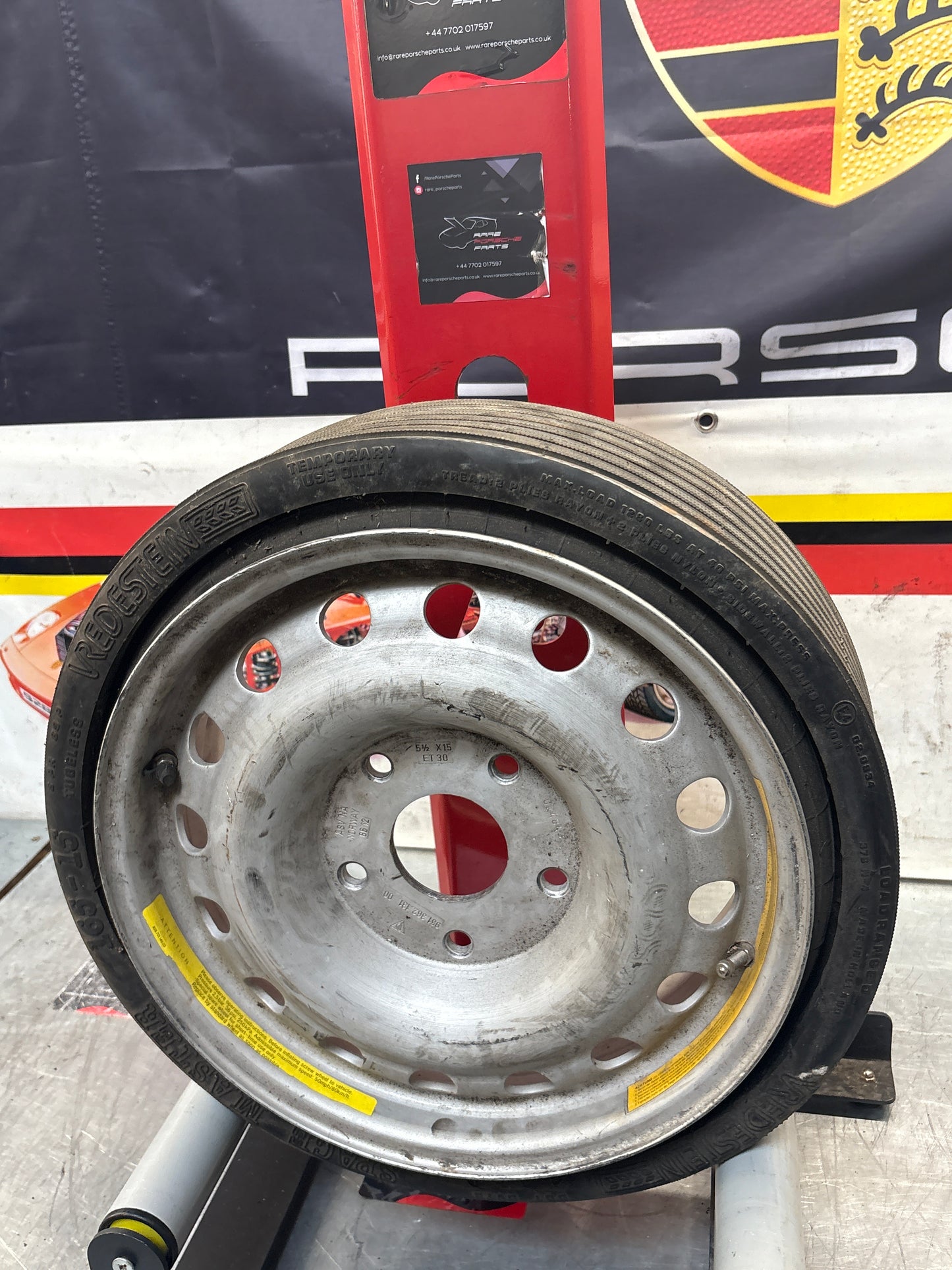 Porsche 944 Turbo alloy spare wheel with space saver tyre, used 95136213100