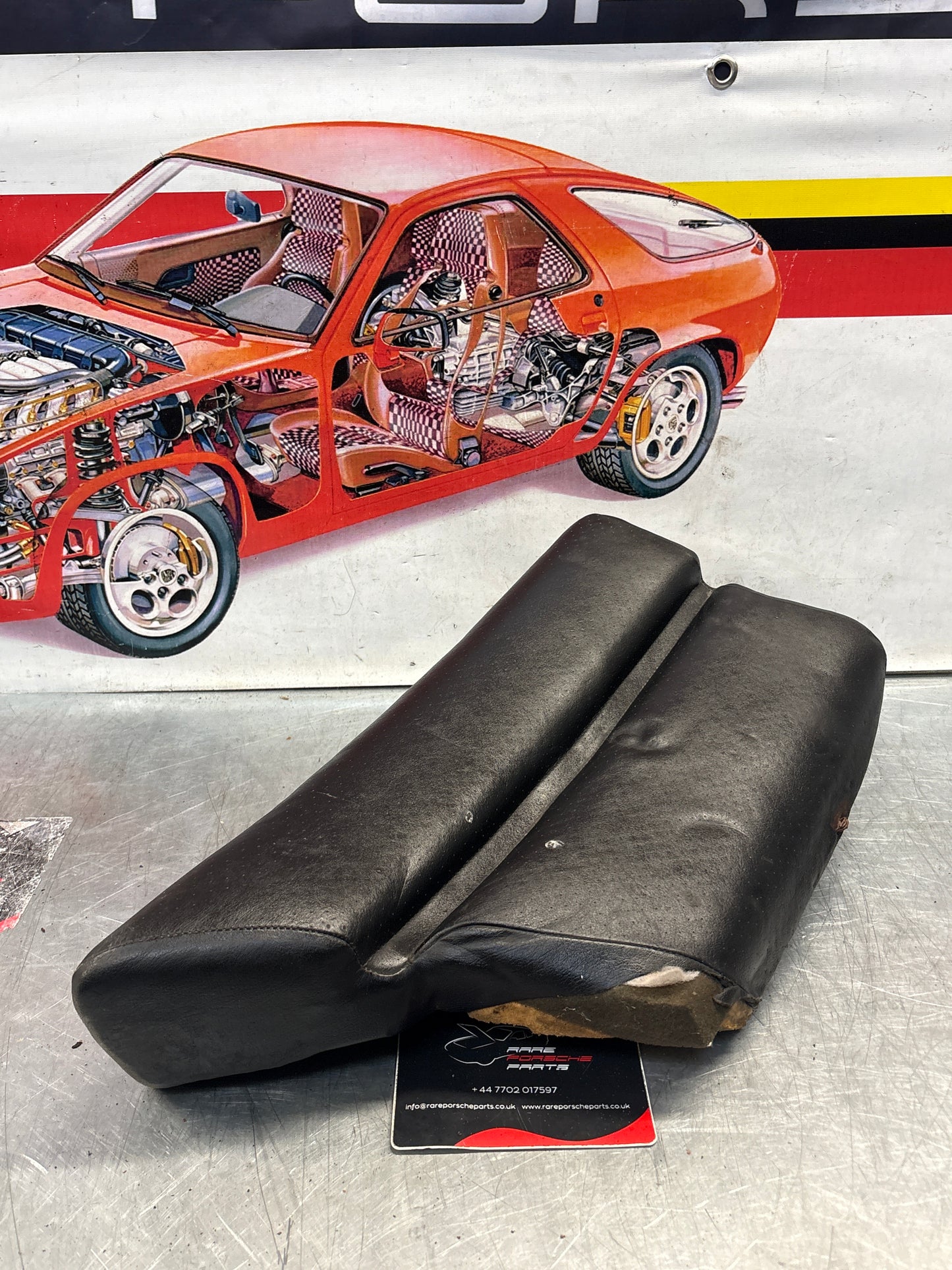 Porsche 928 rear left seat cushion, black, leather, used 92852205951