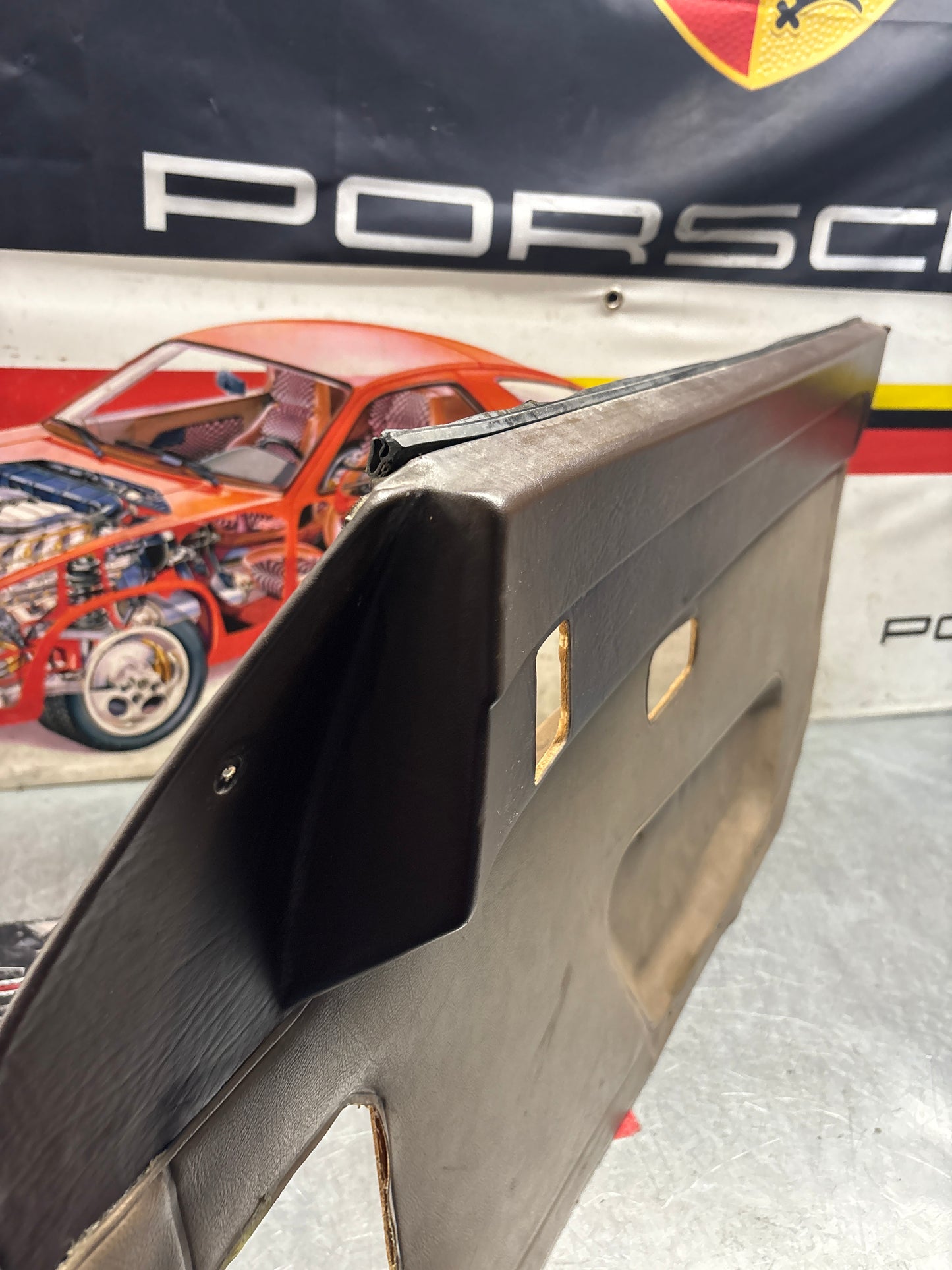 Porsche 924 brown/beige electric window door card, right, off side 477867012 used