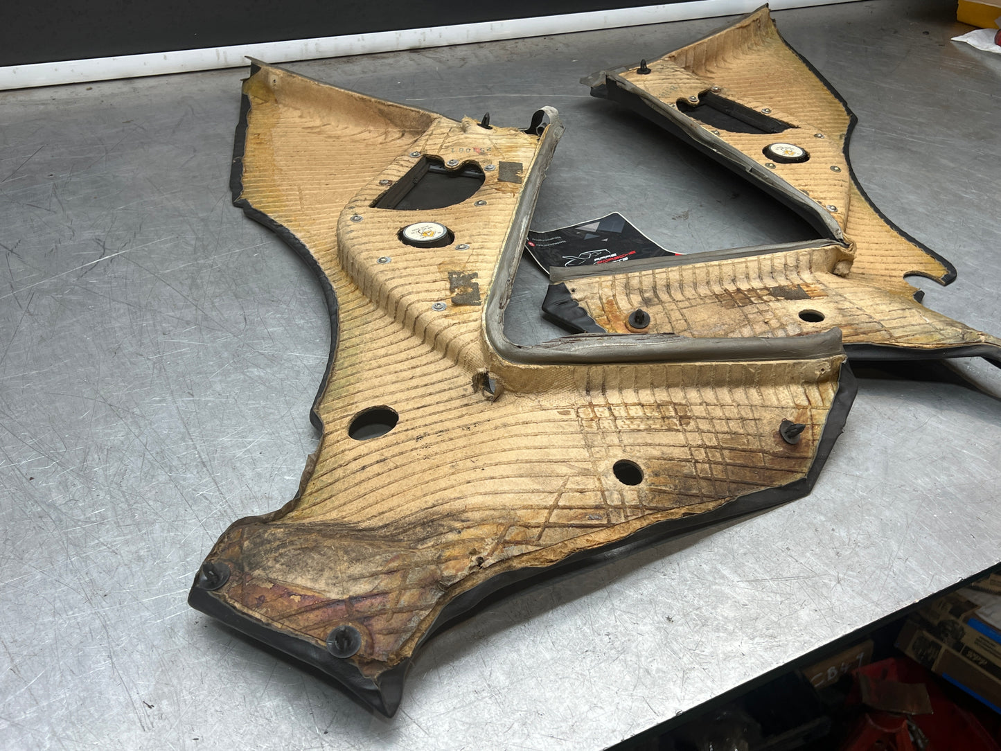 Porsche 944 Turbo S2 Black rear interior C Post trims/cards with M490 sound package, used 94455502113 / 94455502213