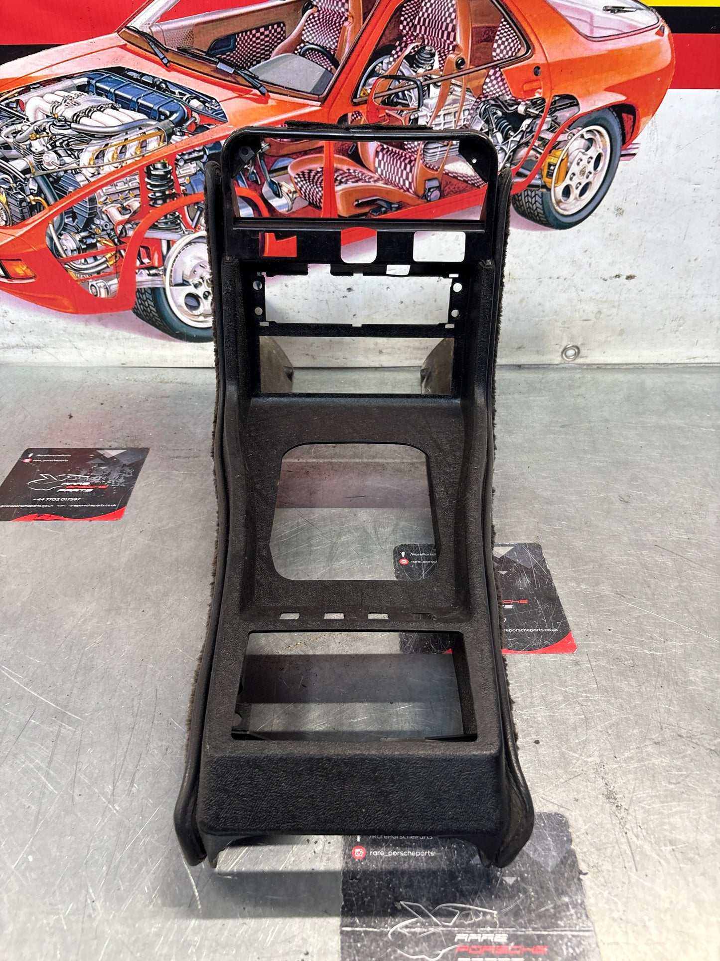 Porsche 924 centre console black, no switch holes 477857951  used