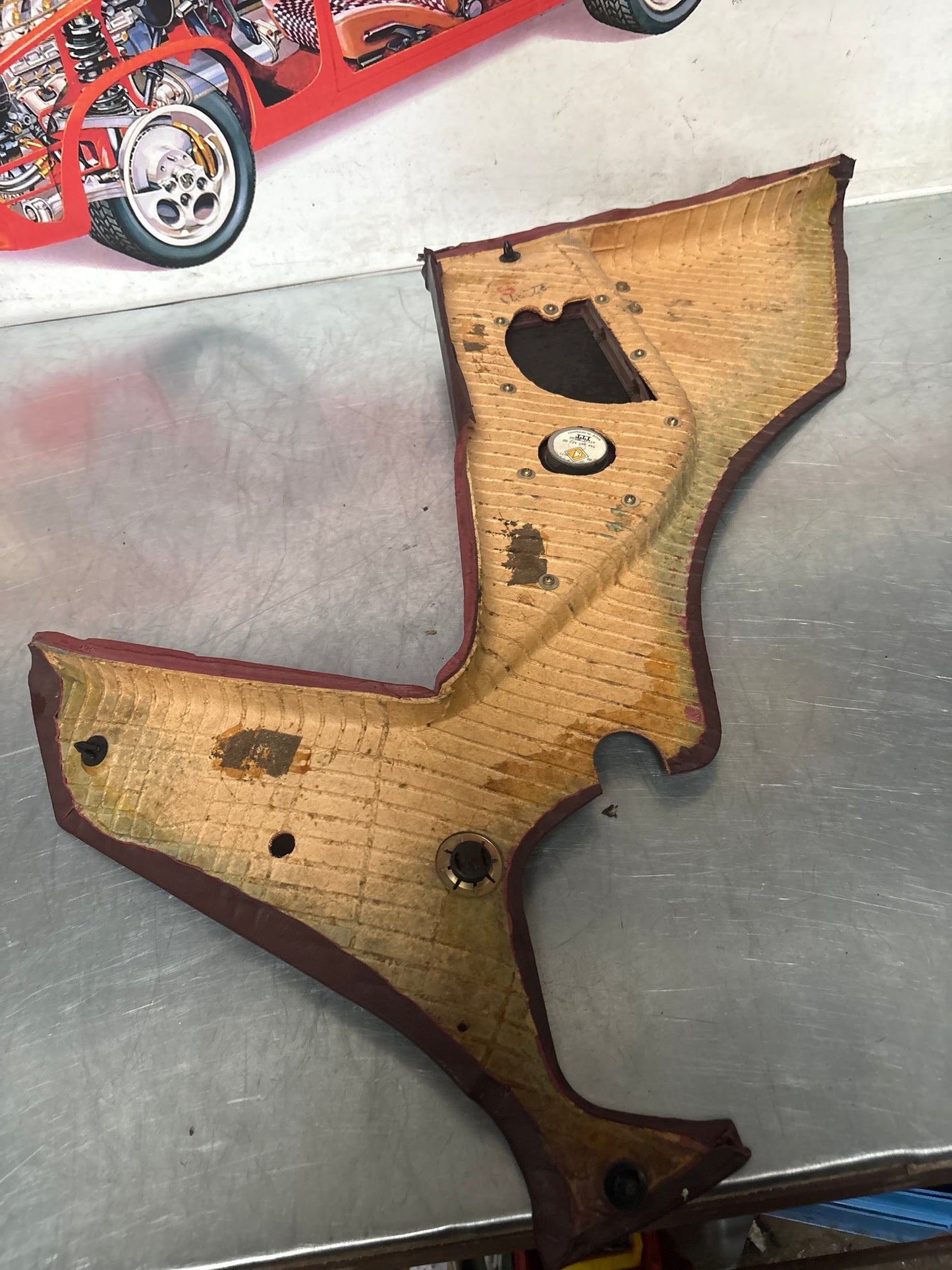 Porsche 944 Turbo S2 Burgundy rear interior C Post trims/cards with M490 sound package, used 94455502113 / 94455502213