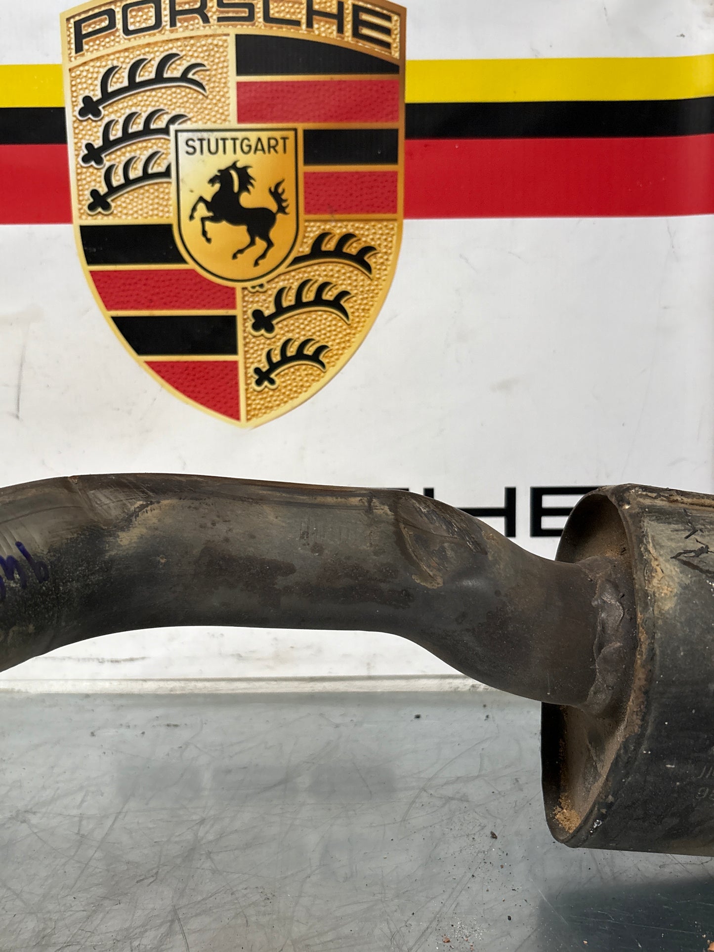 Porsche 944S Bischoff exhaust system rear muffler, used 94411108302 / 94411104100