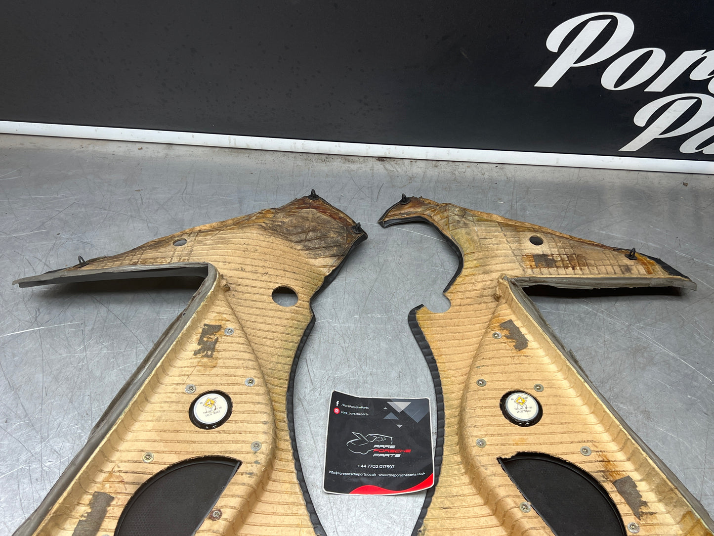 Porsche 944 Turbo S2 Black rear interior C Post trims/cards with M490 sound package, used 94455502113 / 94455502213