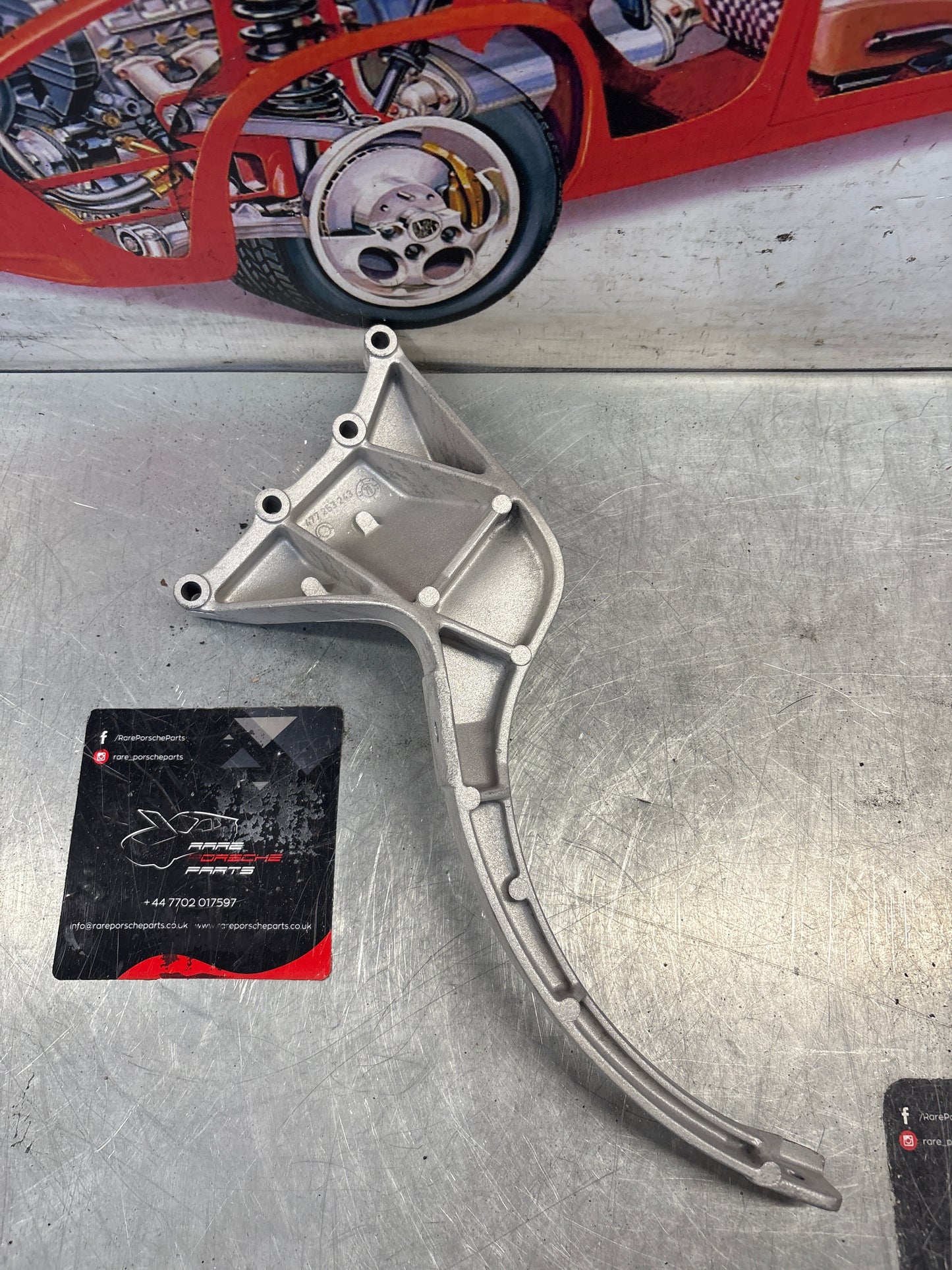 Porsche 924 exhaust support bracket, refurbished 477253243