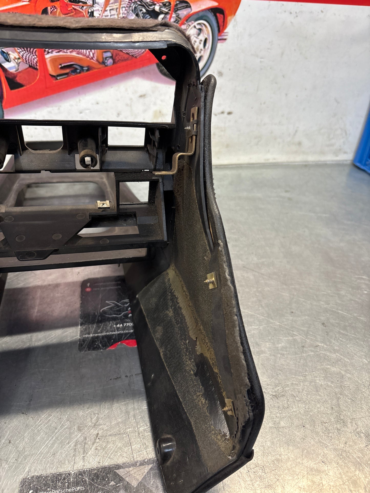 Porsche 924 centre console black, no switch holes 477857951 / 477857969 used