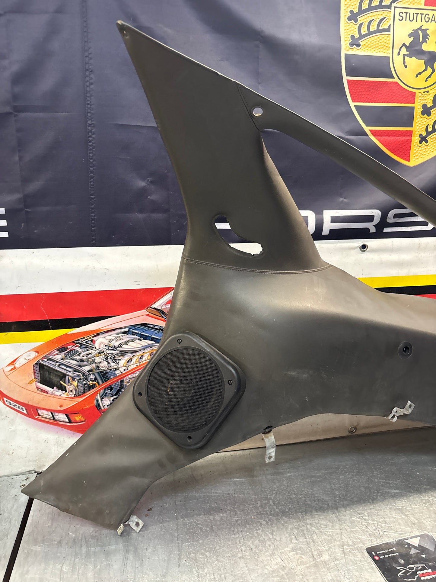Porsche 928 right side lower side trim panel, grey used 92855502257