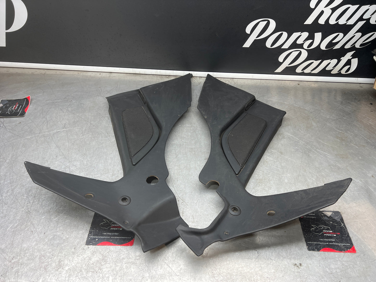 Porsche 944 Turbo S2 Black rear interior C Post trims/cards with M490 sound package, used 94455502113 / 94455502213