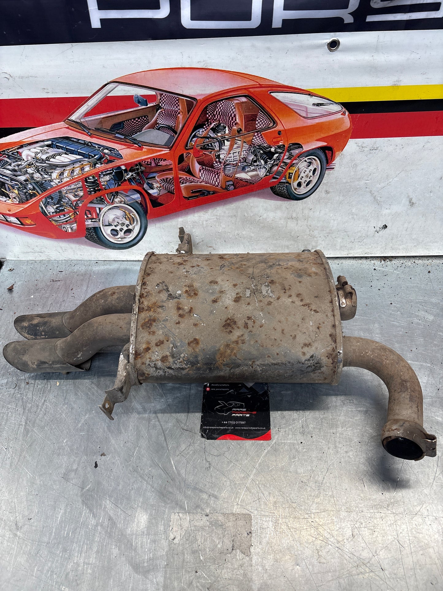 Porsche 928 rear exhaust box, used 92811109704
