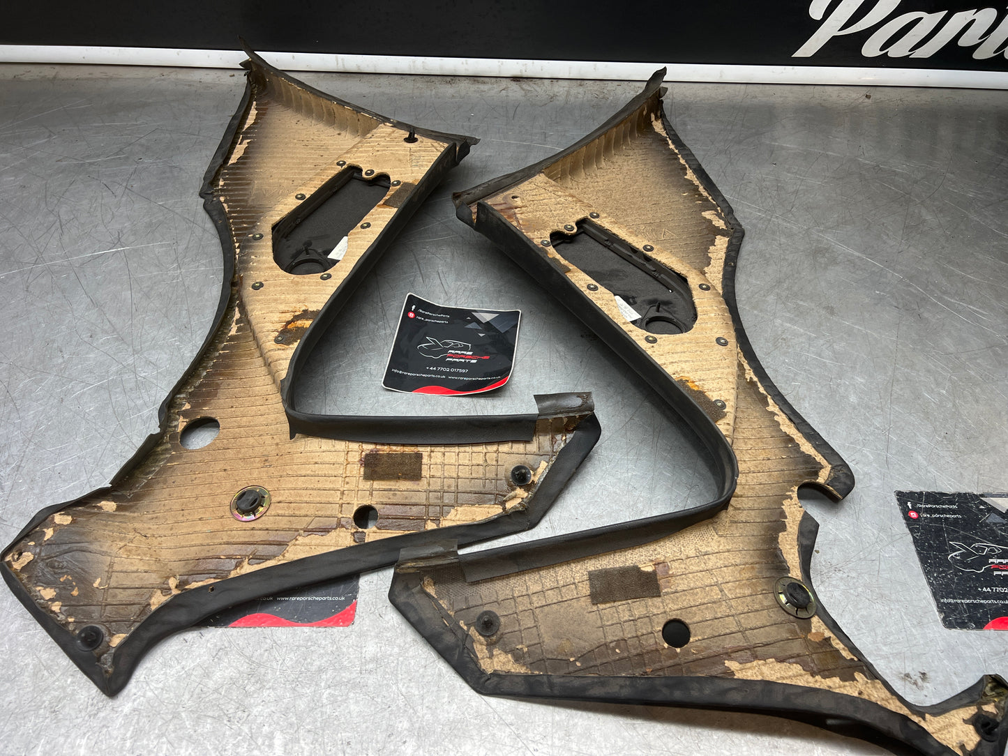 Porsche 944 Turbo S2 Black rear interior C Post trims/cards with M490 sound package, used 94455502113 / 94455502213