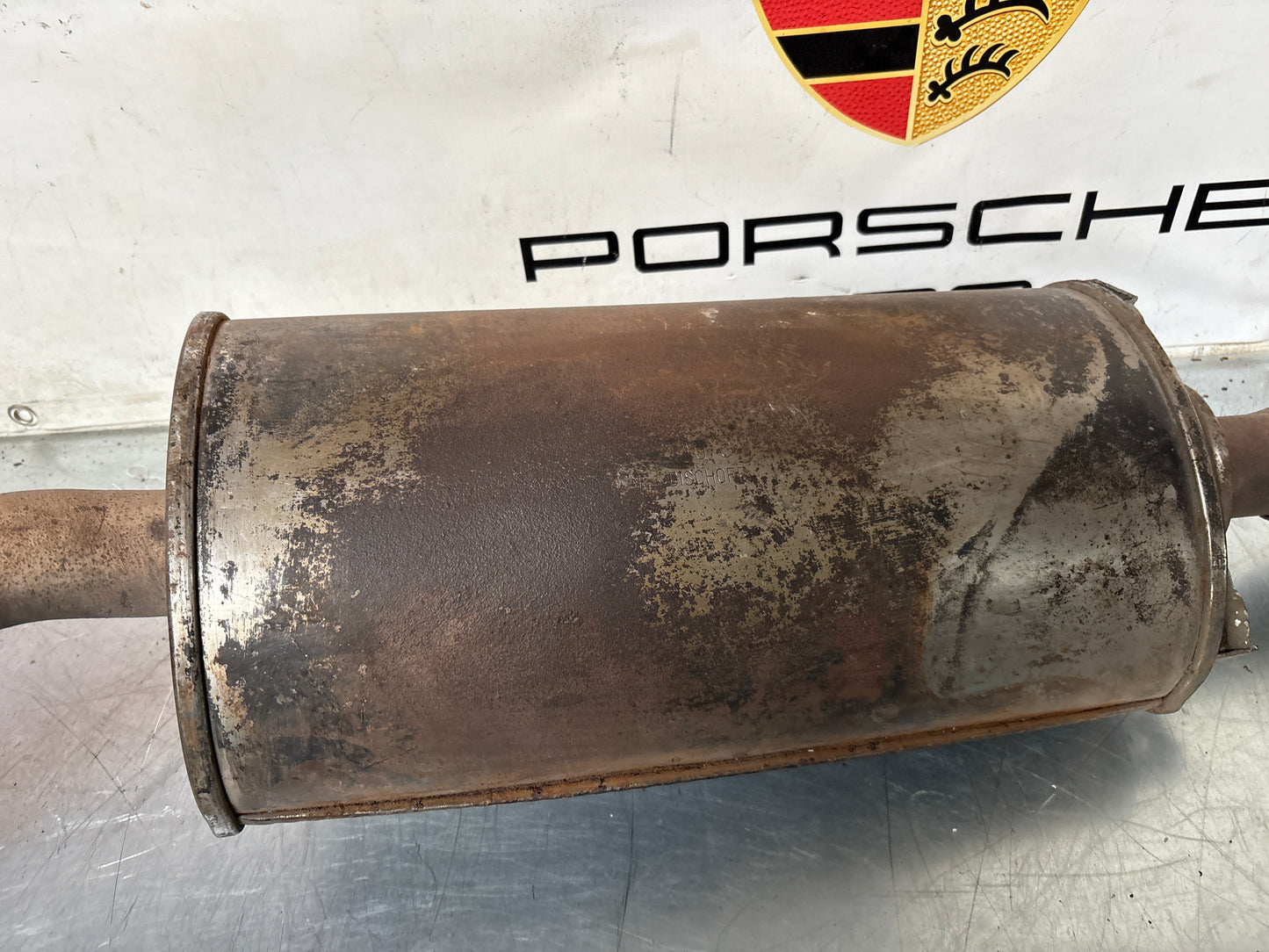 Porsche 924S / 944 2.5 N/A Bischoff exhaust system rear muffler, used 94411108301