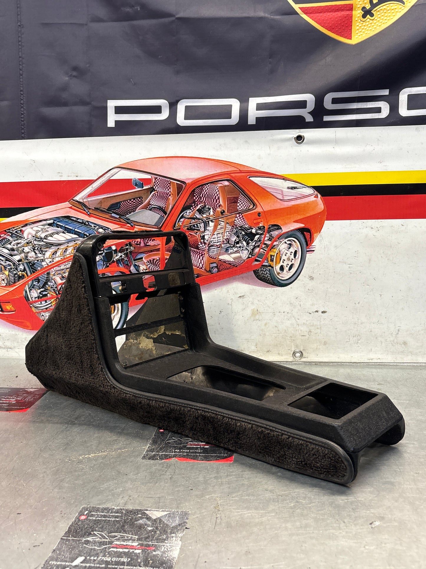 Porsche 924 centre console black, no switch holes 477857951  used