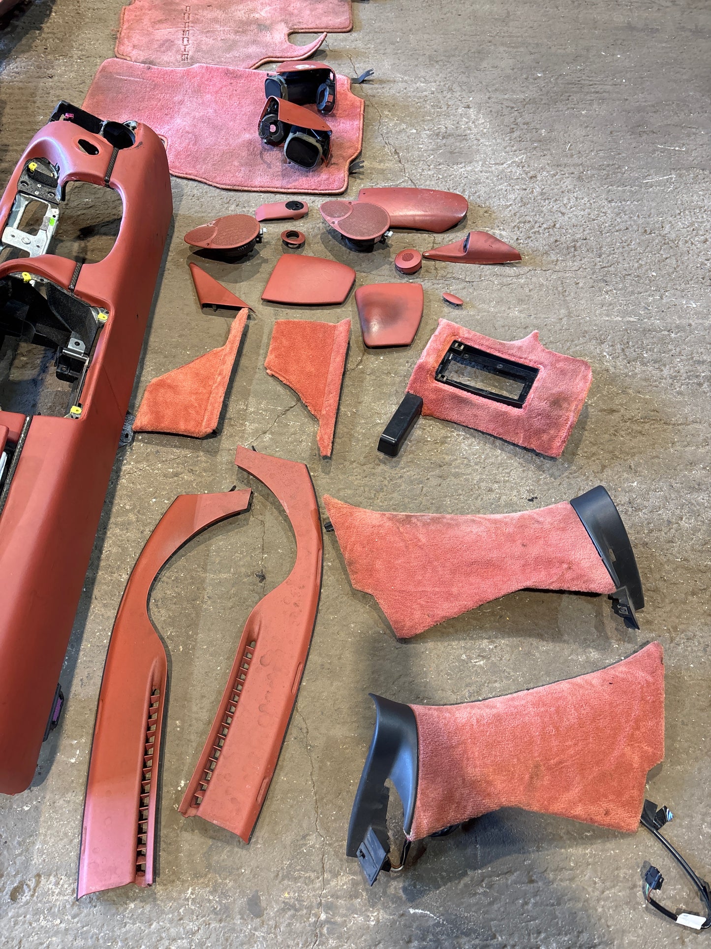 Porsche Boxster 986 complete red interior with Wingback sport seats, used, RHD car