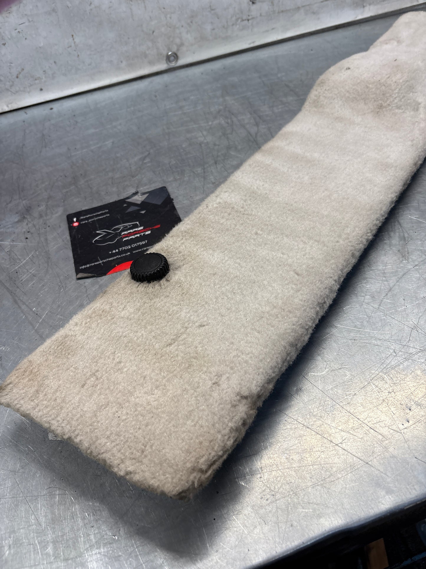 Porsche 928 white cream carpeted Tool kit panel cover, used 92855118106