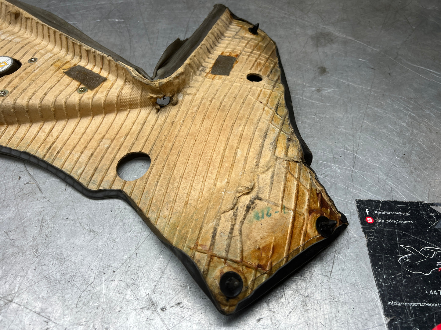 Porsche 944 Left Rear Quarter Trim Card, black  - used 944555021 M490 sound pack