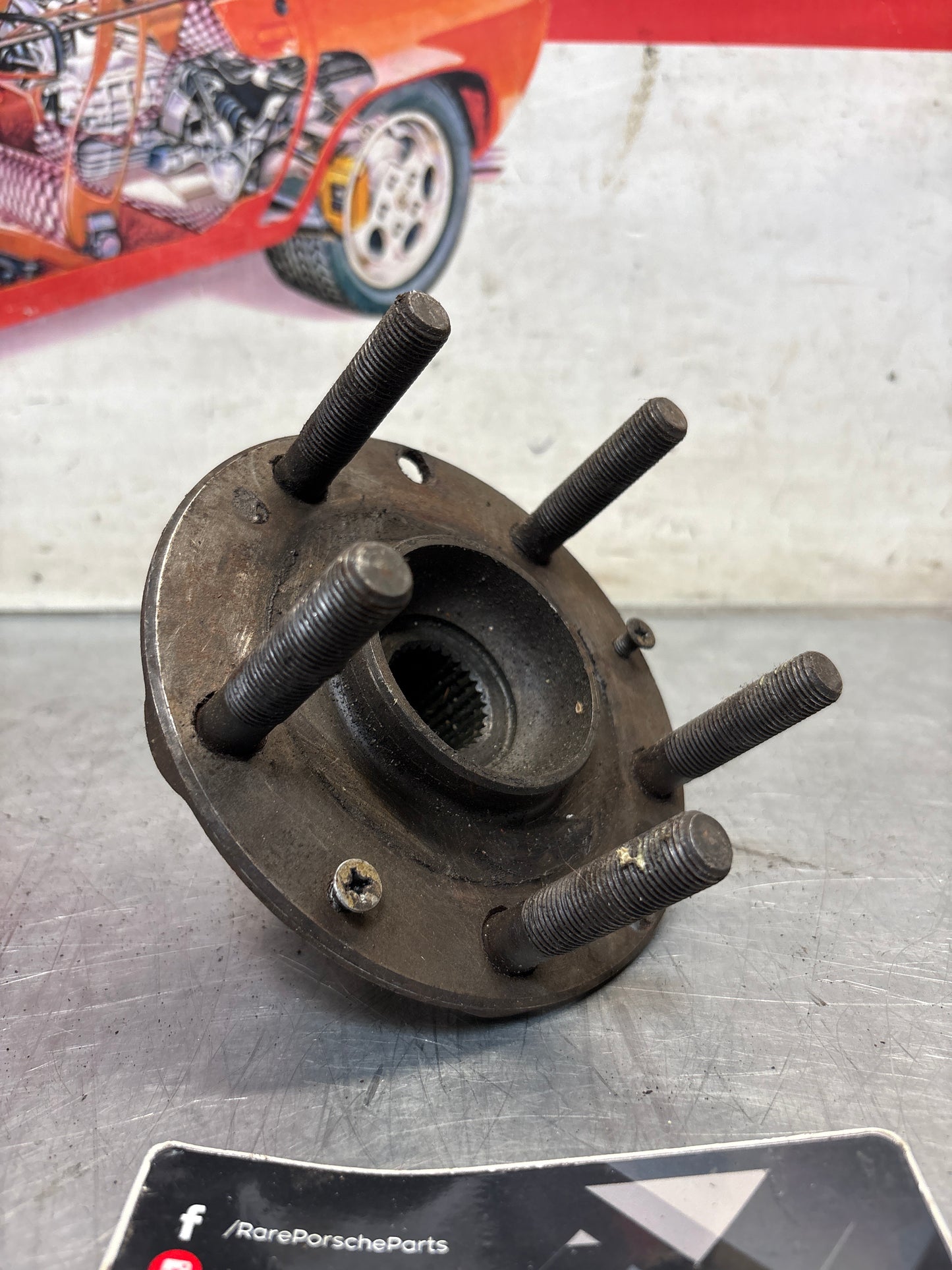 Porsche 928 rear wheel hub, 92833106507, used with long stud bolt