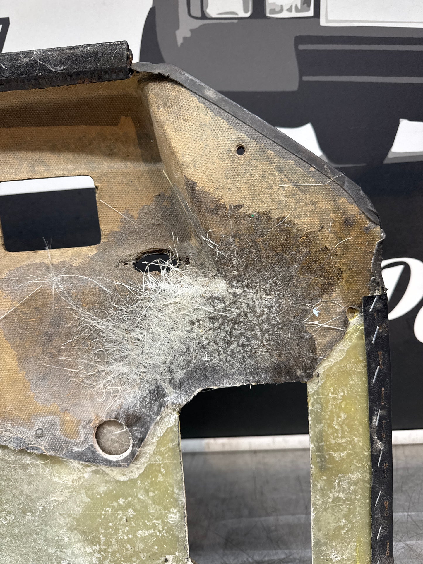 Porsche 924/944 early Porsche black door card used condition right side, Rhd, Fibreglass repaired. 478867012