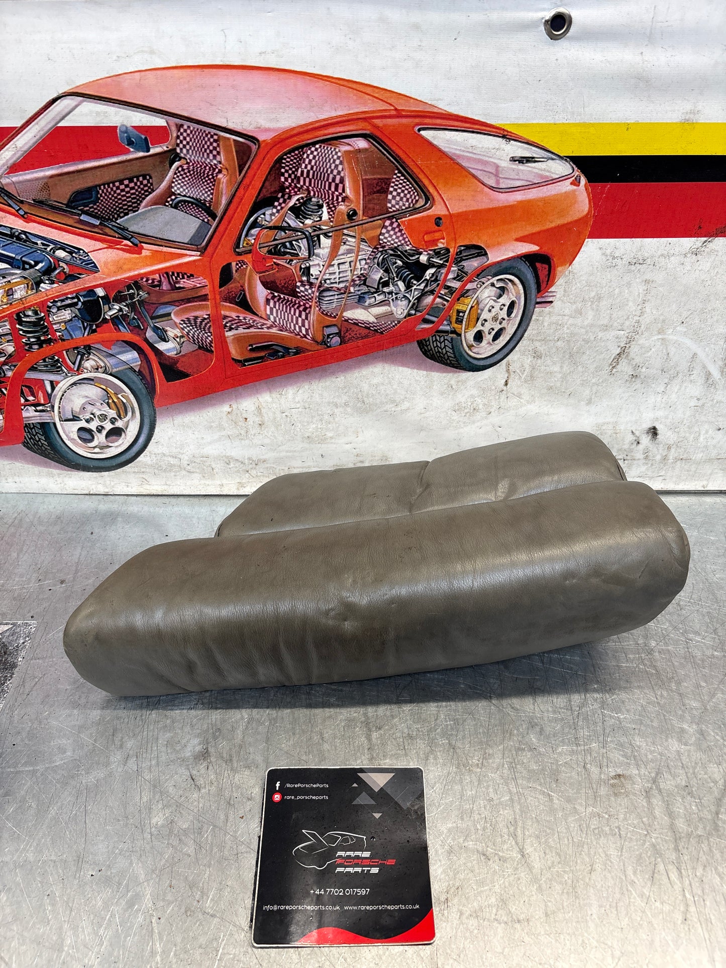Porsche 928 rear right seat cushion, grey, leather, used 92852206051