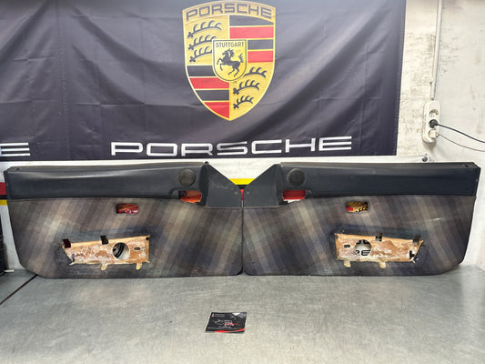 Pair Of Porsche 944 blue chequered door cards 94455501701 94455501801 used