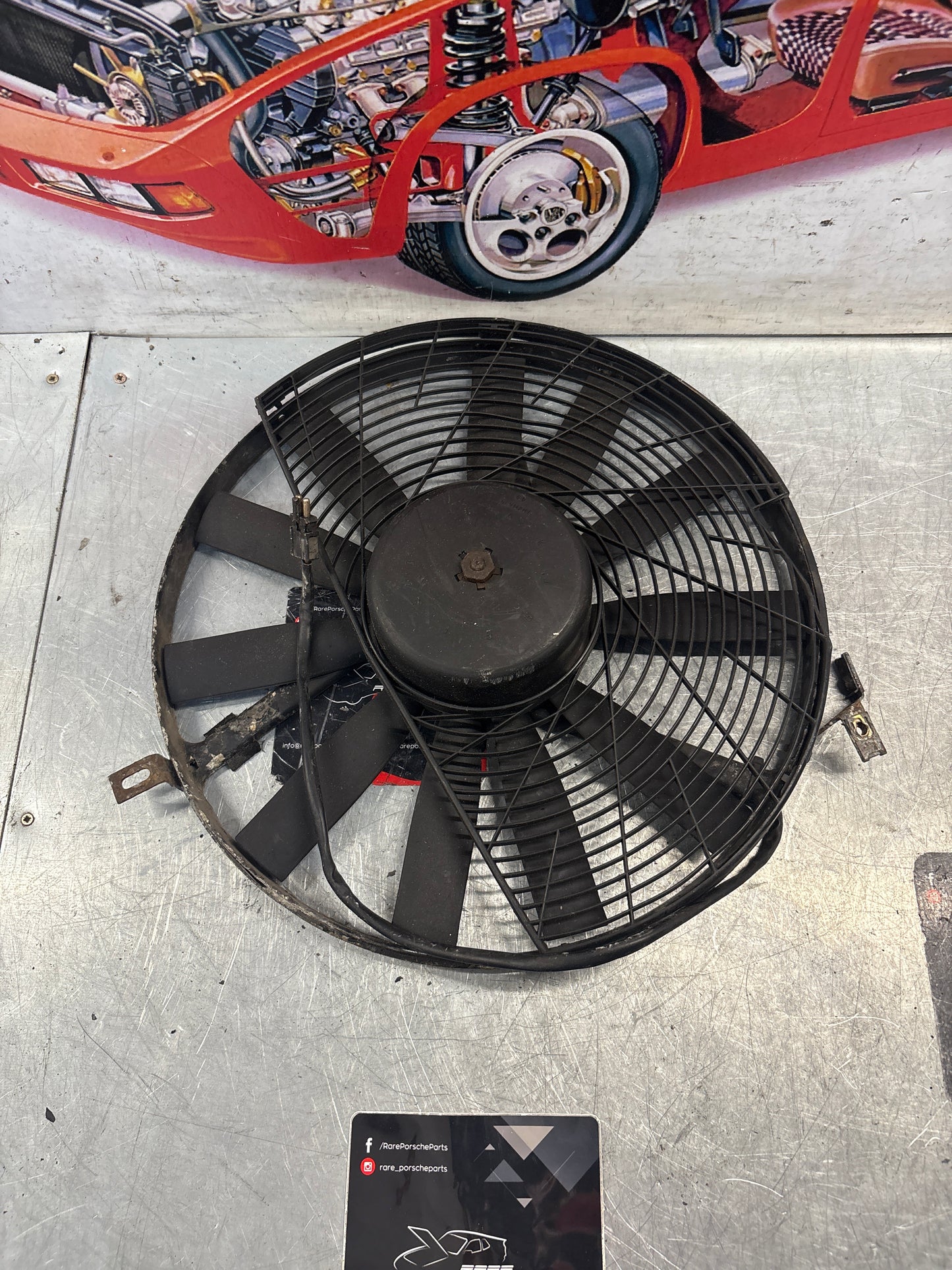 Porsche 928, 80- Air conditioner condenser  cooling  fan, genuine 92862410301 used
