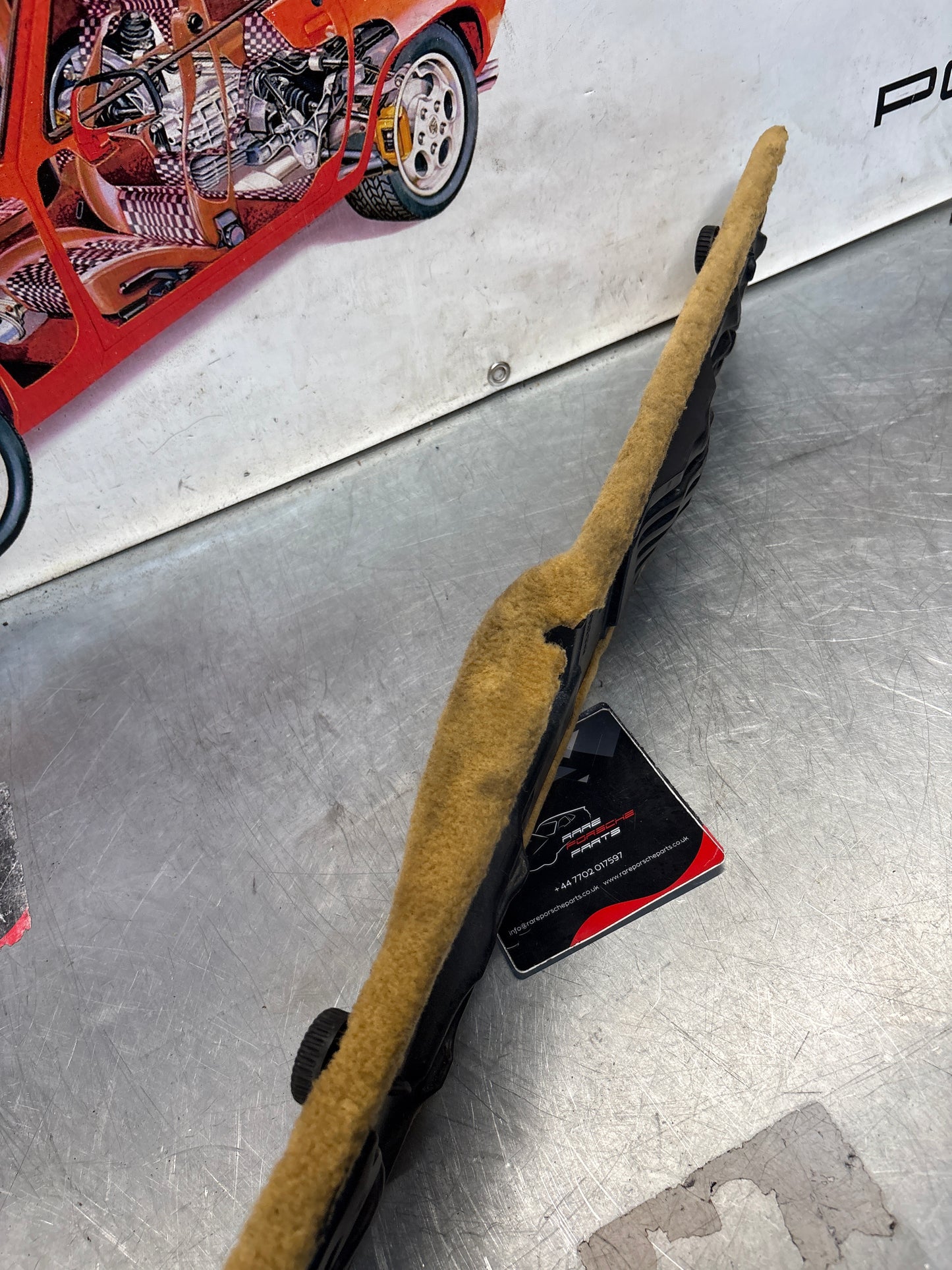 Porsche 928 beige carpeted Tool kit panel cover, used 92855118105