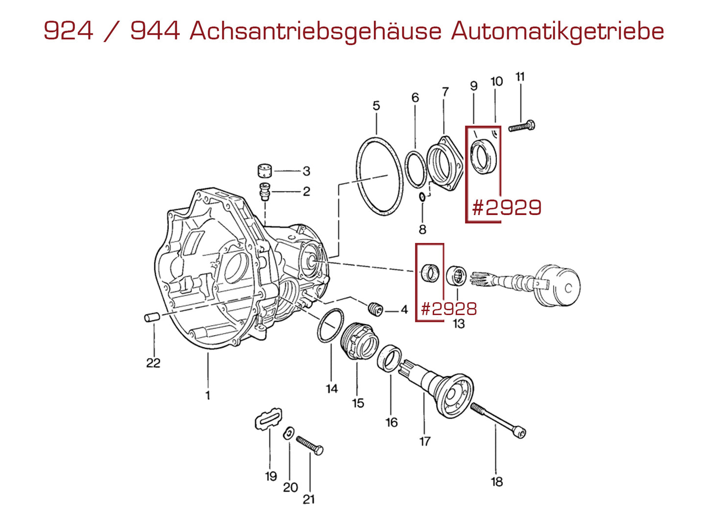 Cambio paraolio per scatola trasmissione assale Porsche 924 944