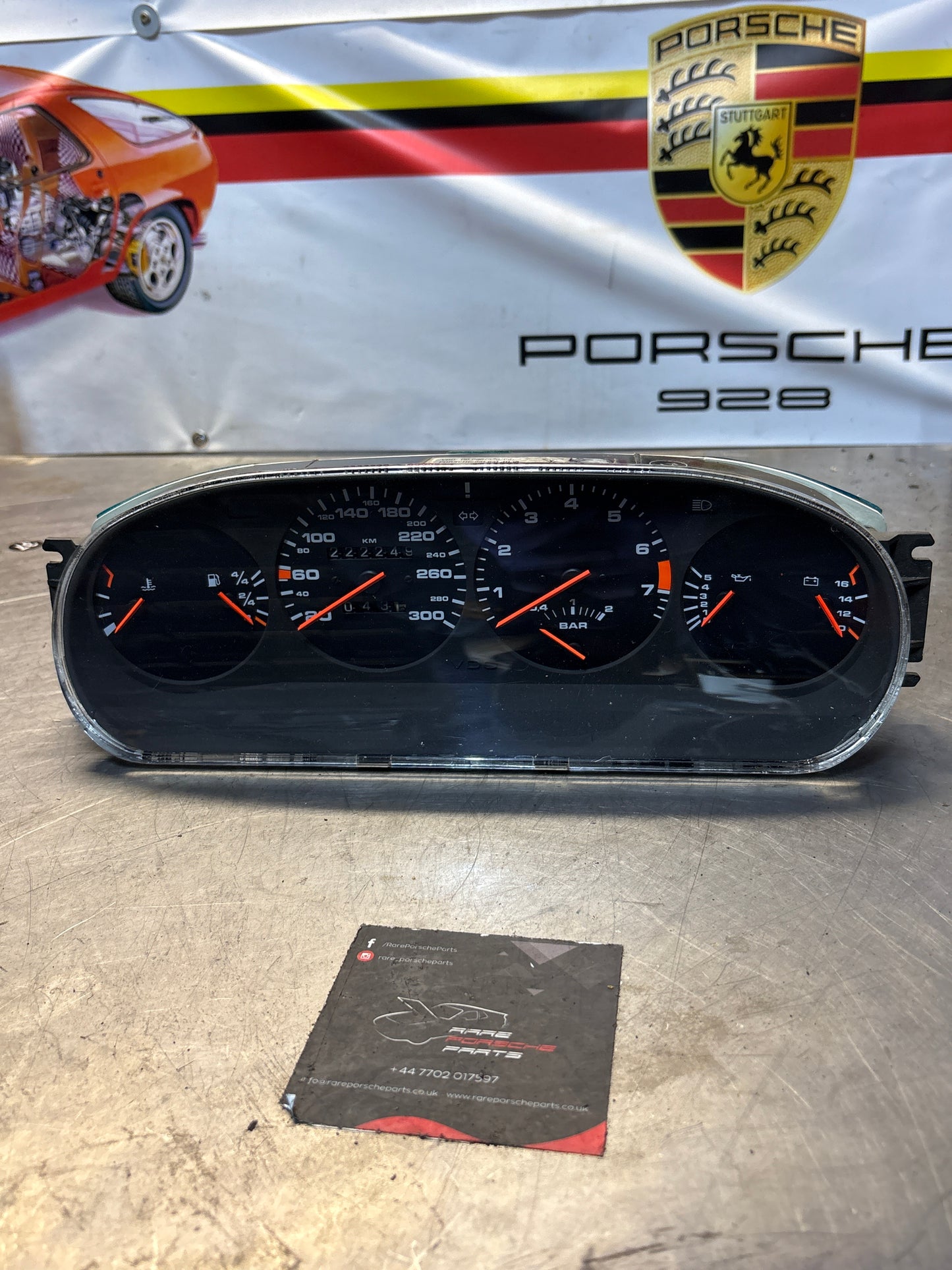 Porsche 944 Turbo dash clock binnacle pod speedometer, 95164131118 used 222249 Km