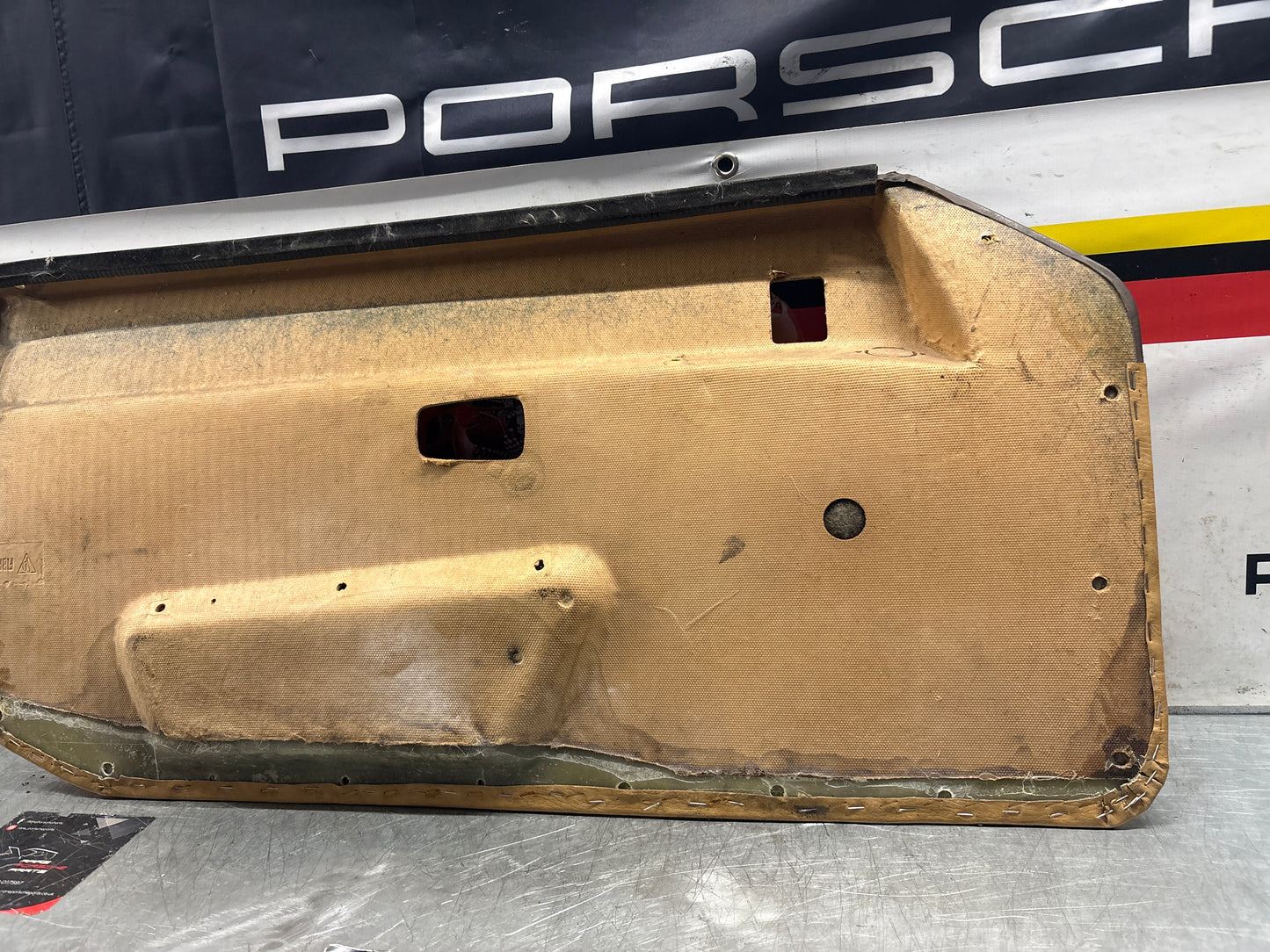Porsche 924 brown/beige electric window door card, right, off side 477867012 used