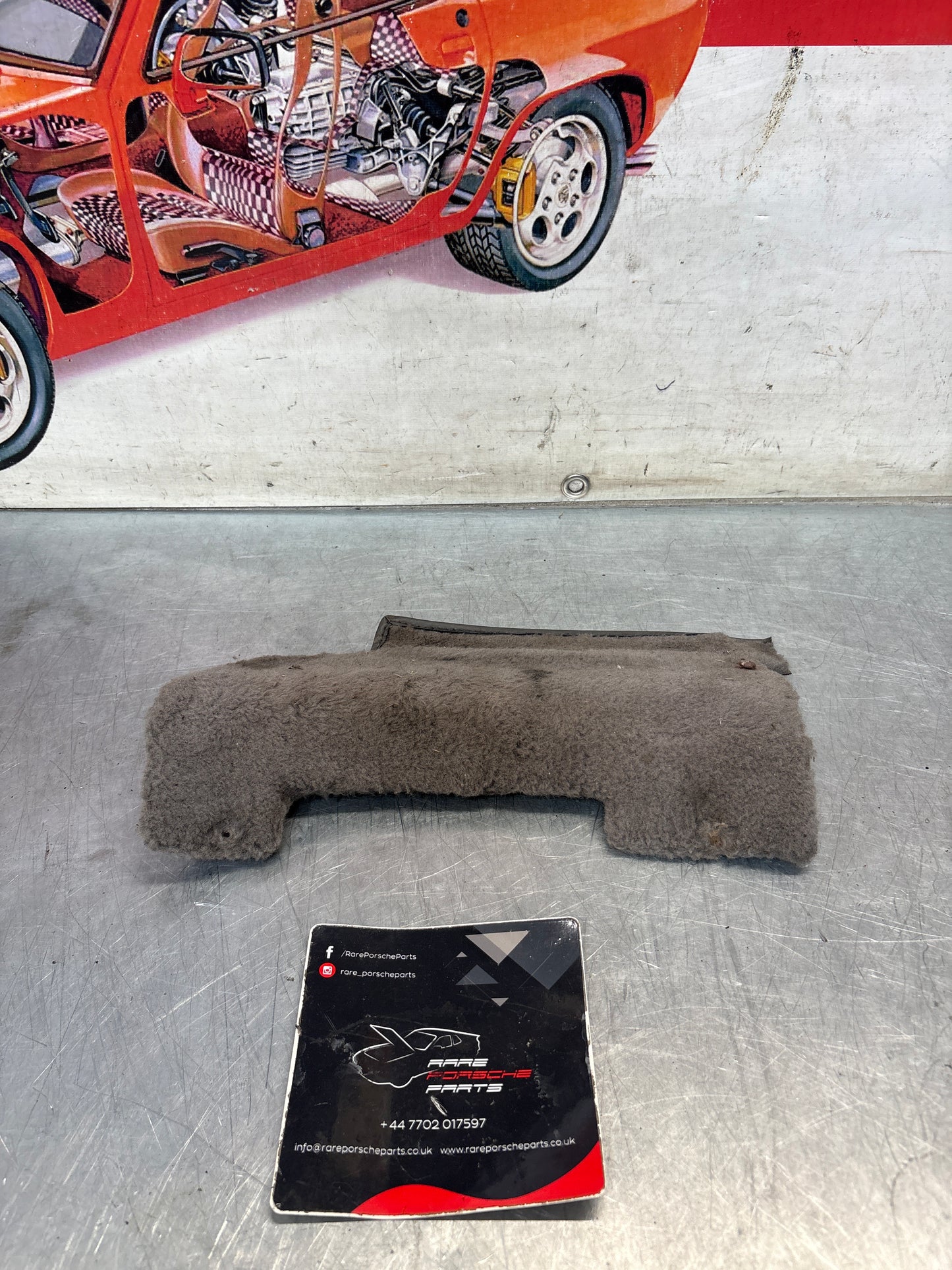Porsche 928 S4 rear left carpet trim cover, used grey 92855109102