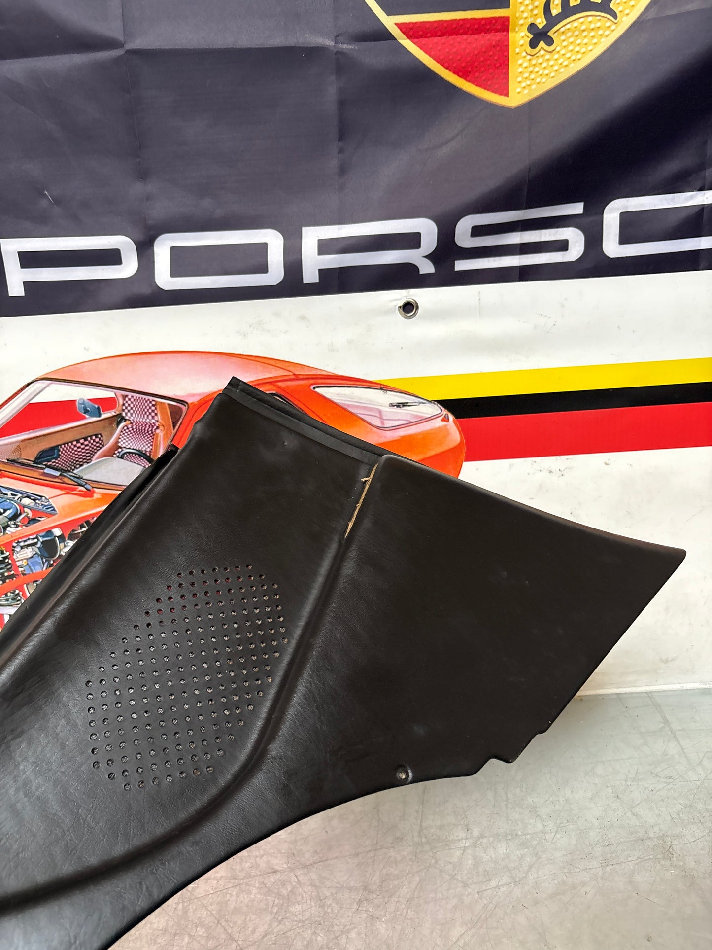 Porsche 944 924 black left rear interior C Post trim /card . Quarter panel trim used, 94455502101