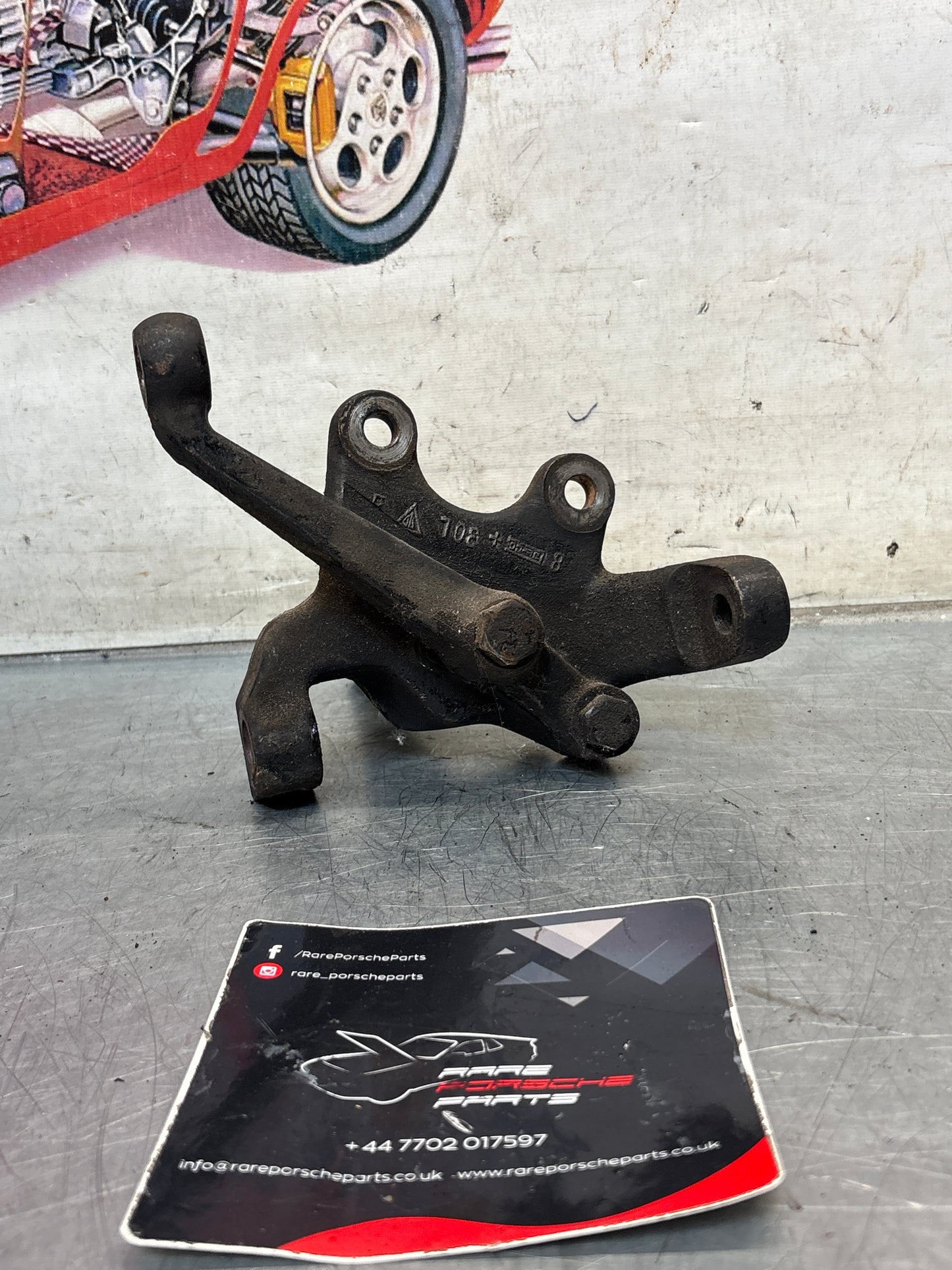 Porsche 928 left steering spindle knuckle, used 92834105703