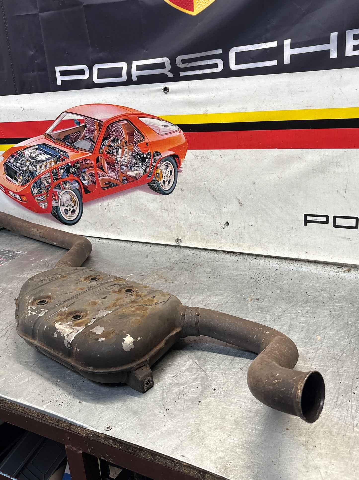 Porsche 928 Left side silencer, used 92811109301