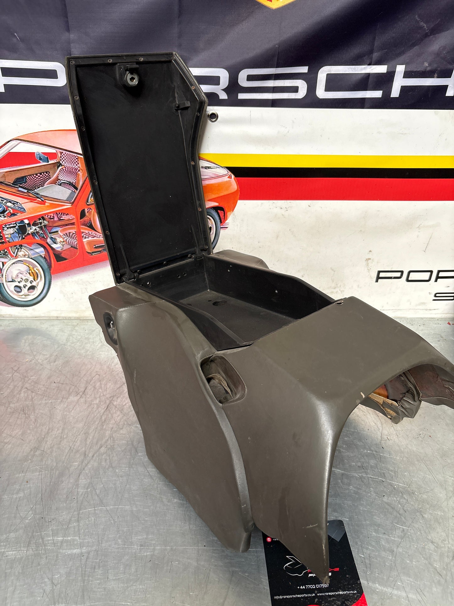 Porsche 928 S center console, rear armrest, Grey, no key 92852206757 used