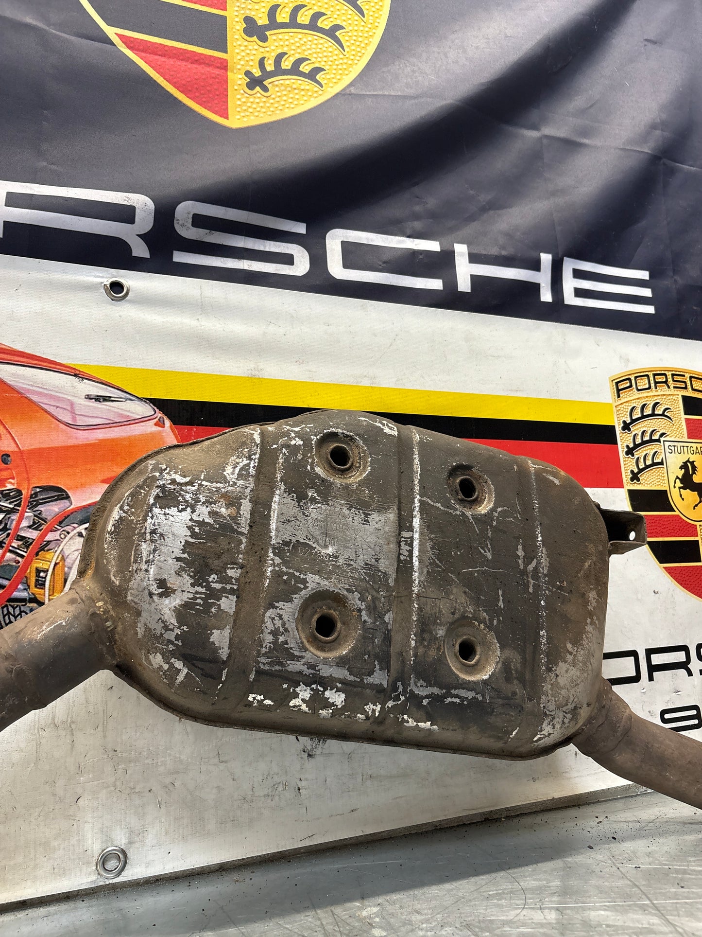 Porsche 928 Left side silencer, used 92811109302