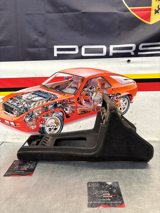 Porsche 924 944 centre console black with black carpet one switch hole 477857969 / 477857951 used