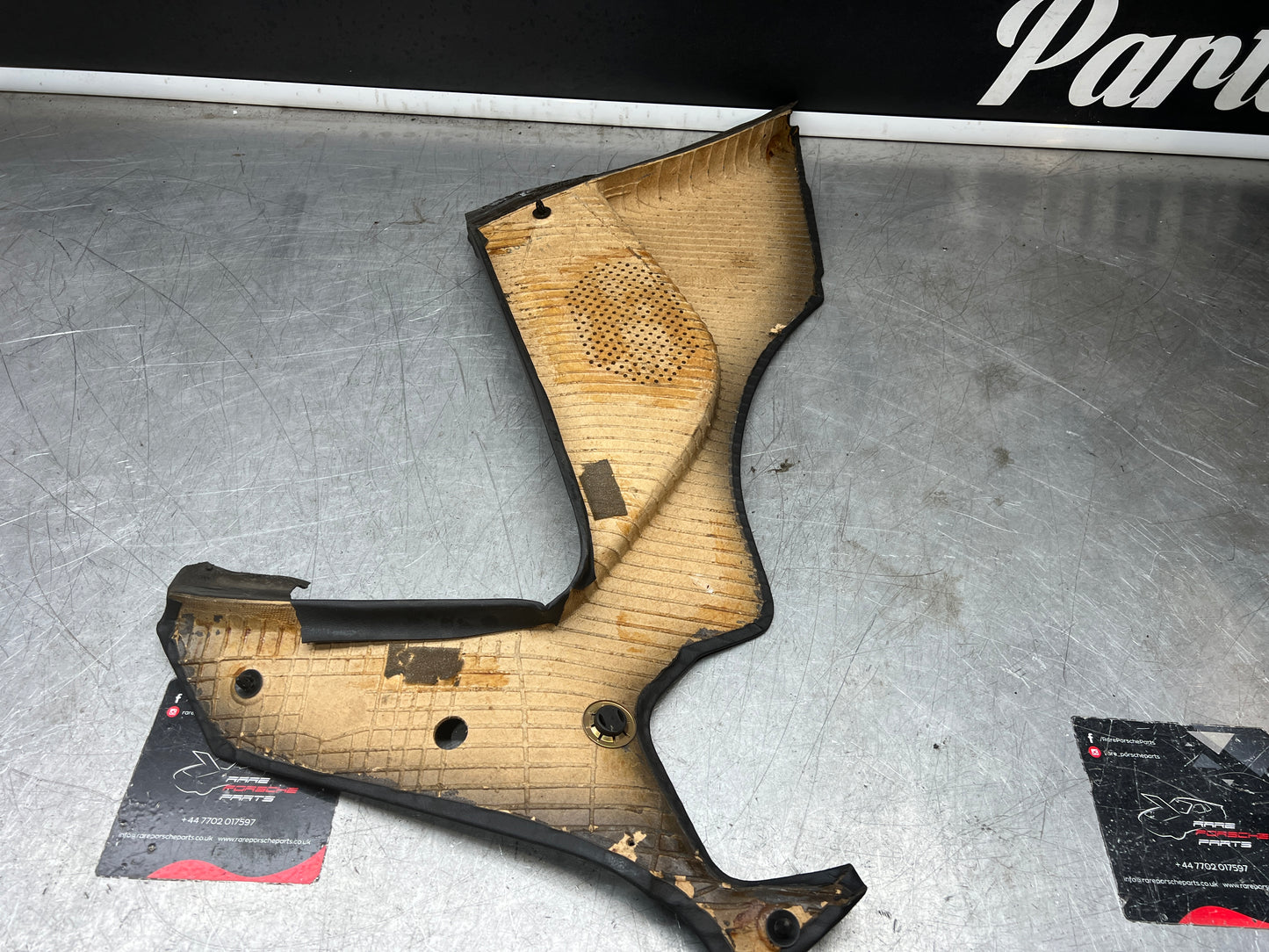 Porsche 944 black rear interior C Post trim card right side. Quarter panel trim used 944555022