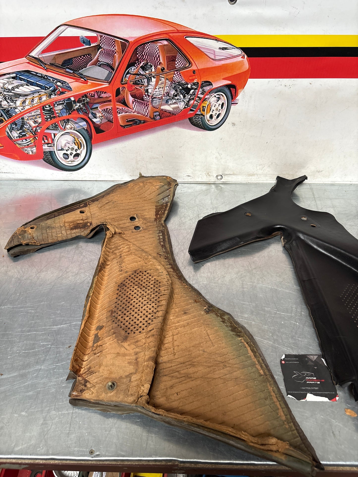 Porsche 944 924 black rear interior C Post trims/cards. Quarter panel trim used 94455502101 94455502201