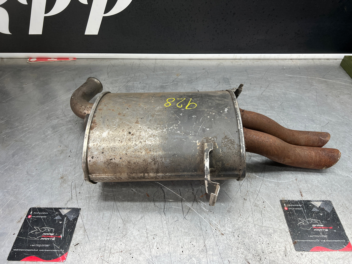 Porsche 928 rear exhaust box, used 92811109704