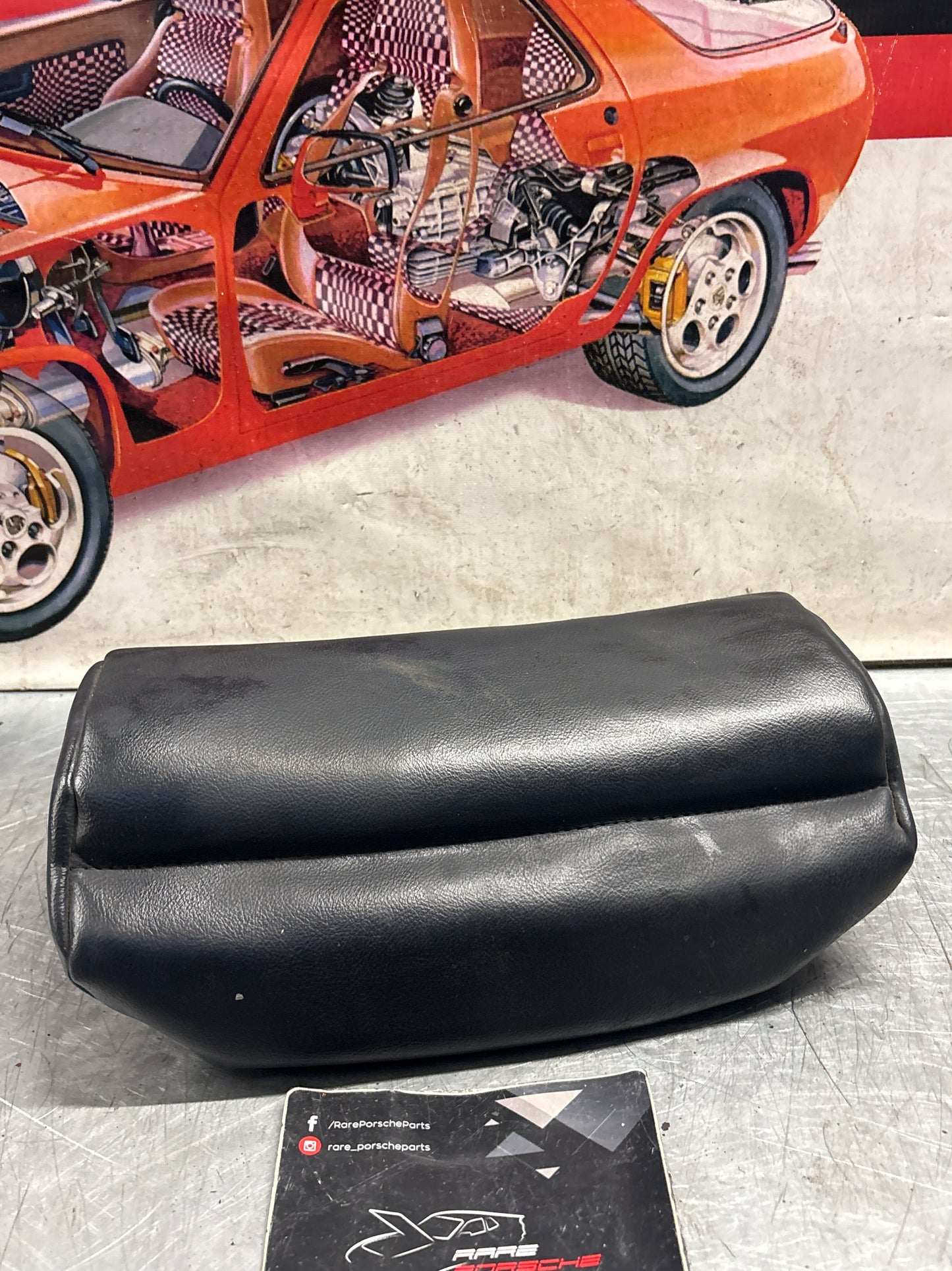 Porsche 928 rear right seat centre cushion, leather, blue, used 92852208851